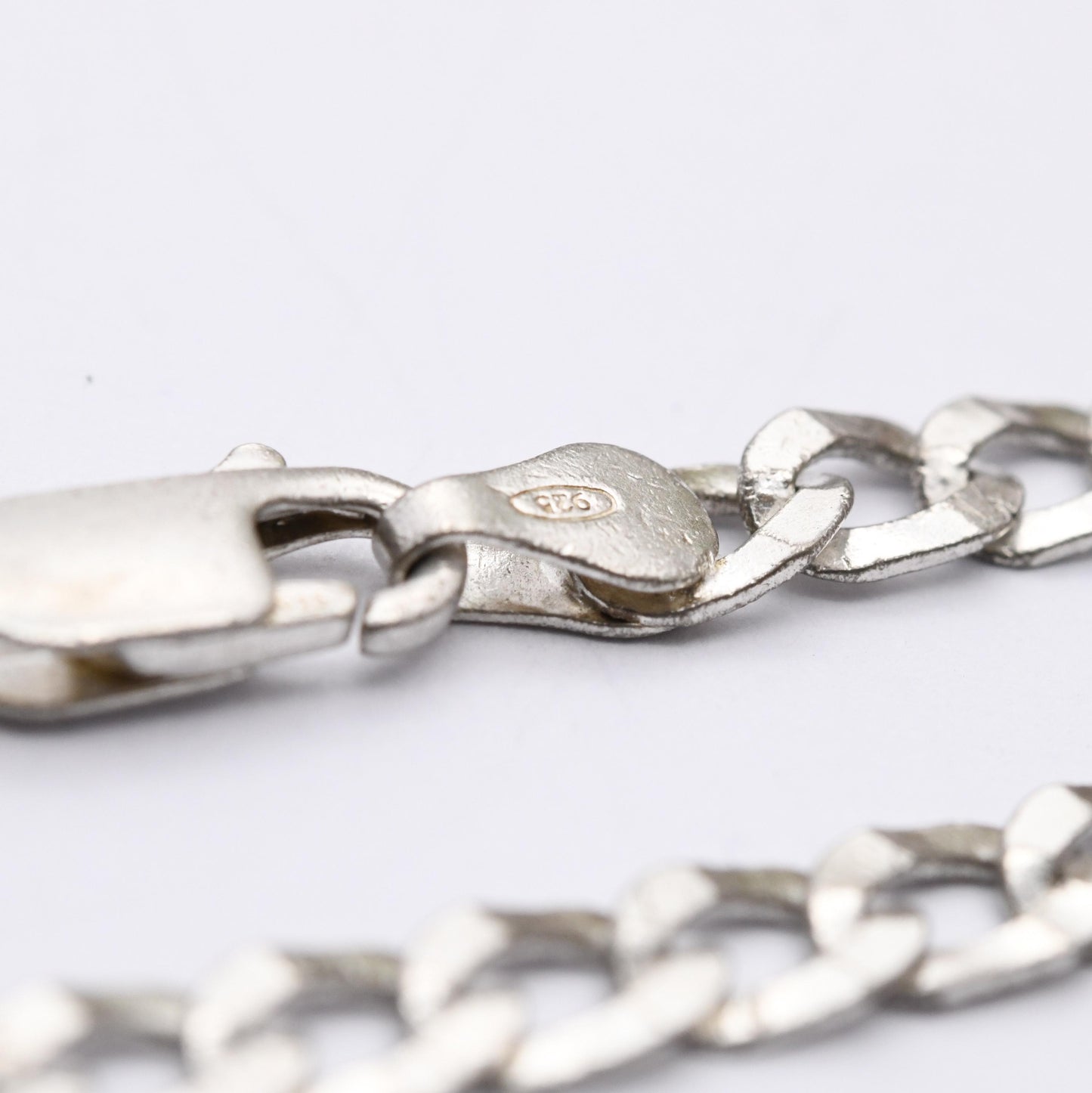 Vintage Sterling Silver Chain Bracelet - Flat Curb Links | Italian