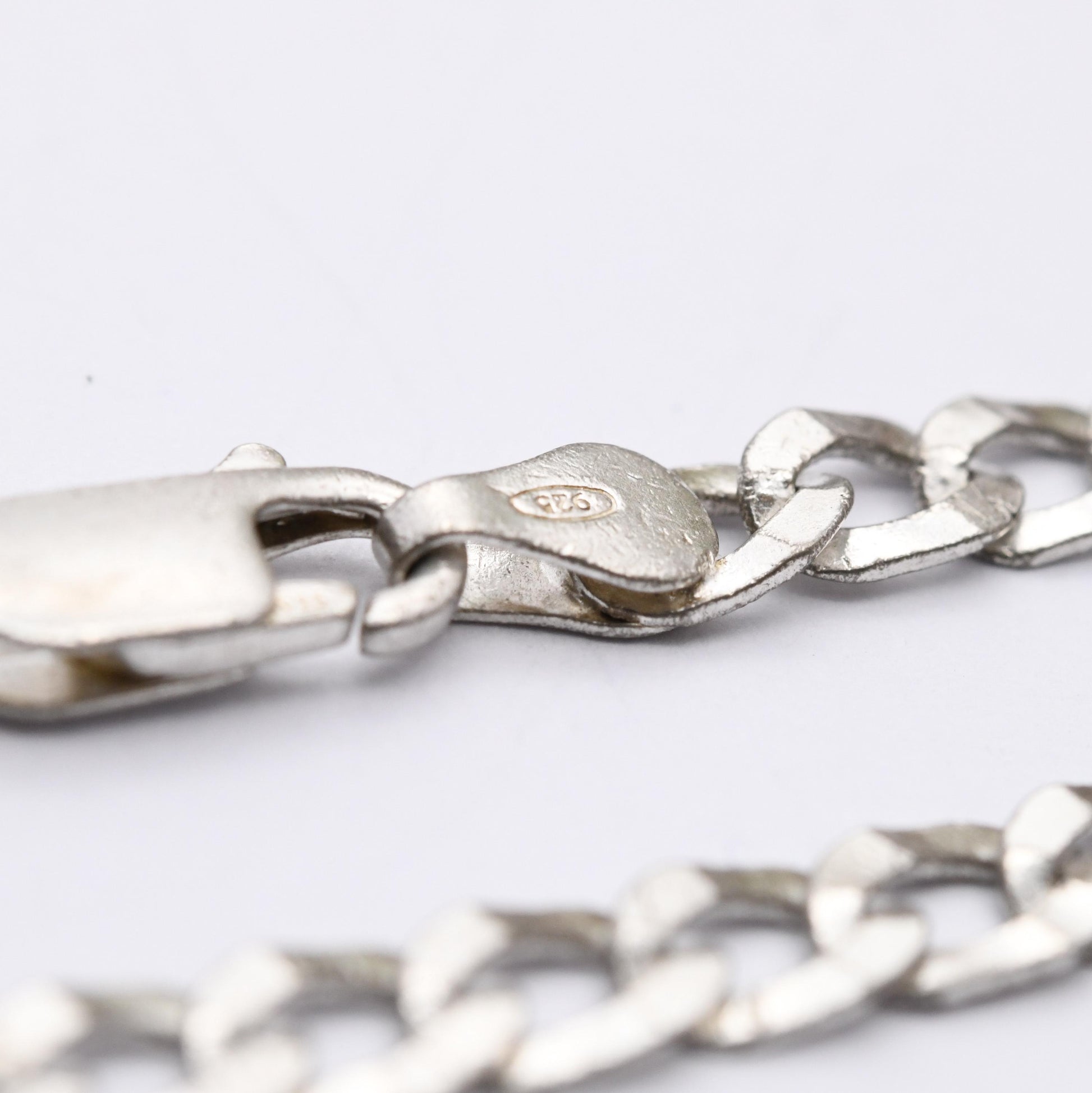 Vintage Sterling Silver Chain Bracelet - Flat Curb Links | Italian