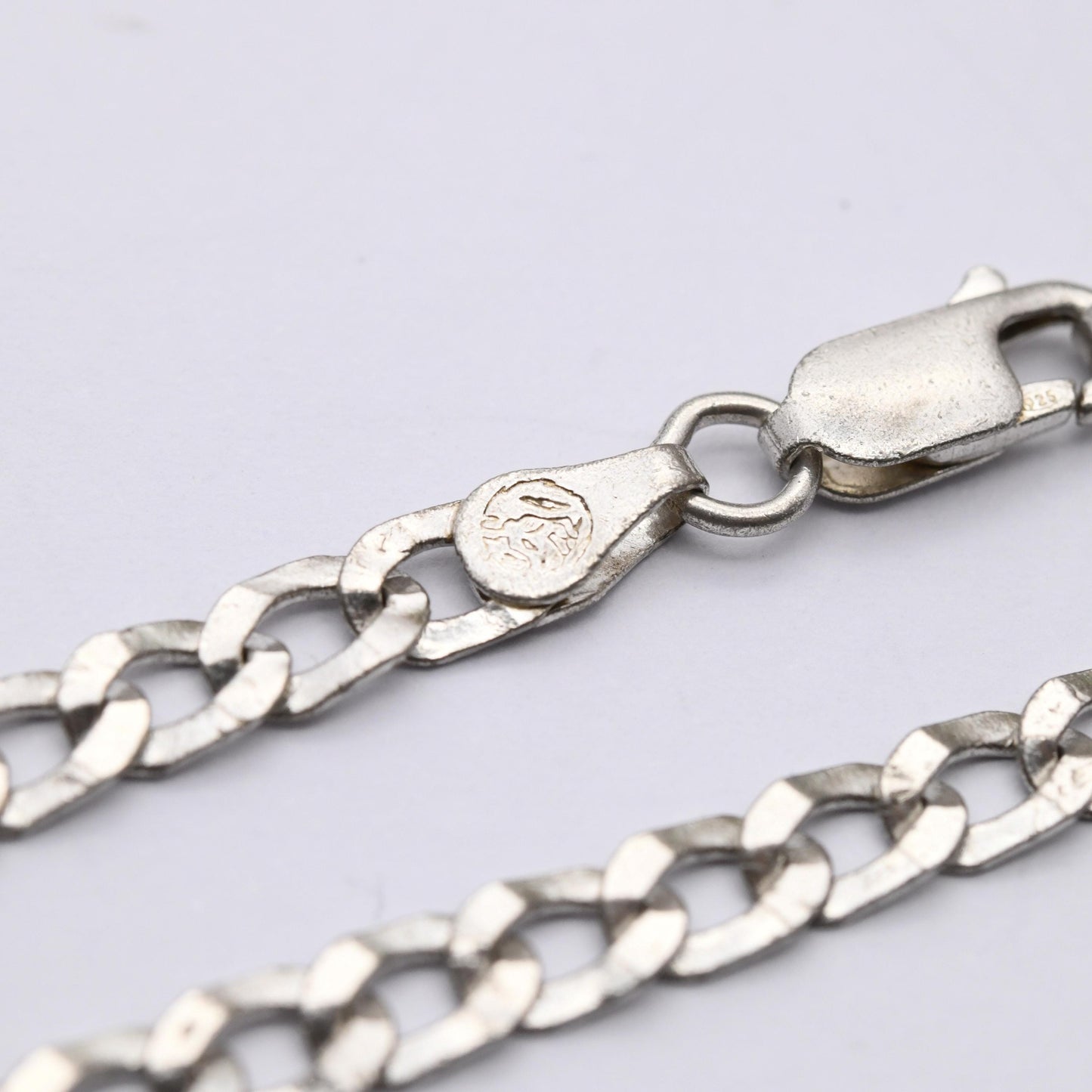Vintage Sterling Silver Chain Bracelet - Flat Curb Links | Italian