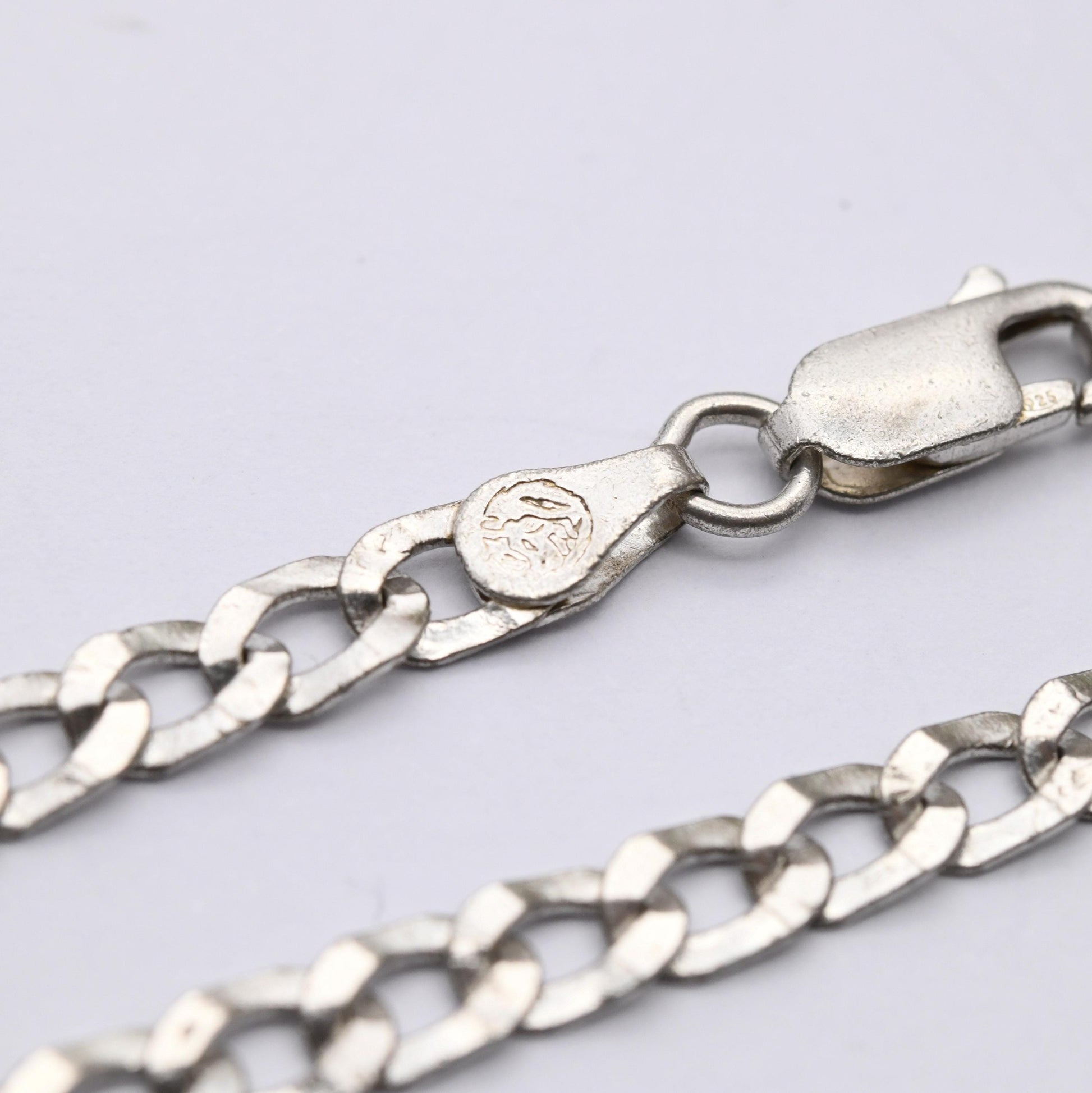 Vintage Sterling Silver Chain Bracelet - Flat Curb Links | Italian