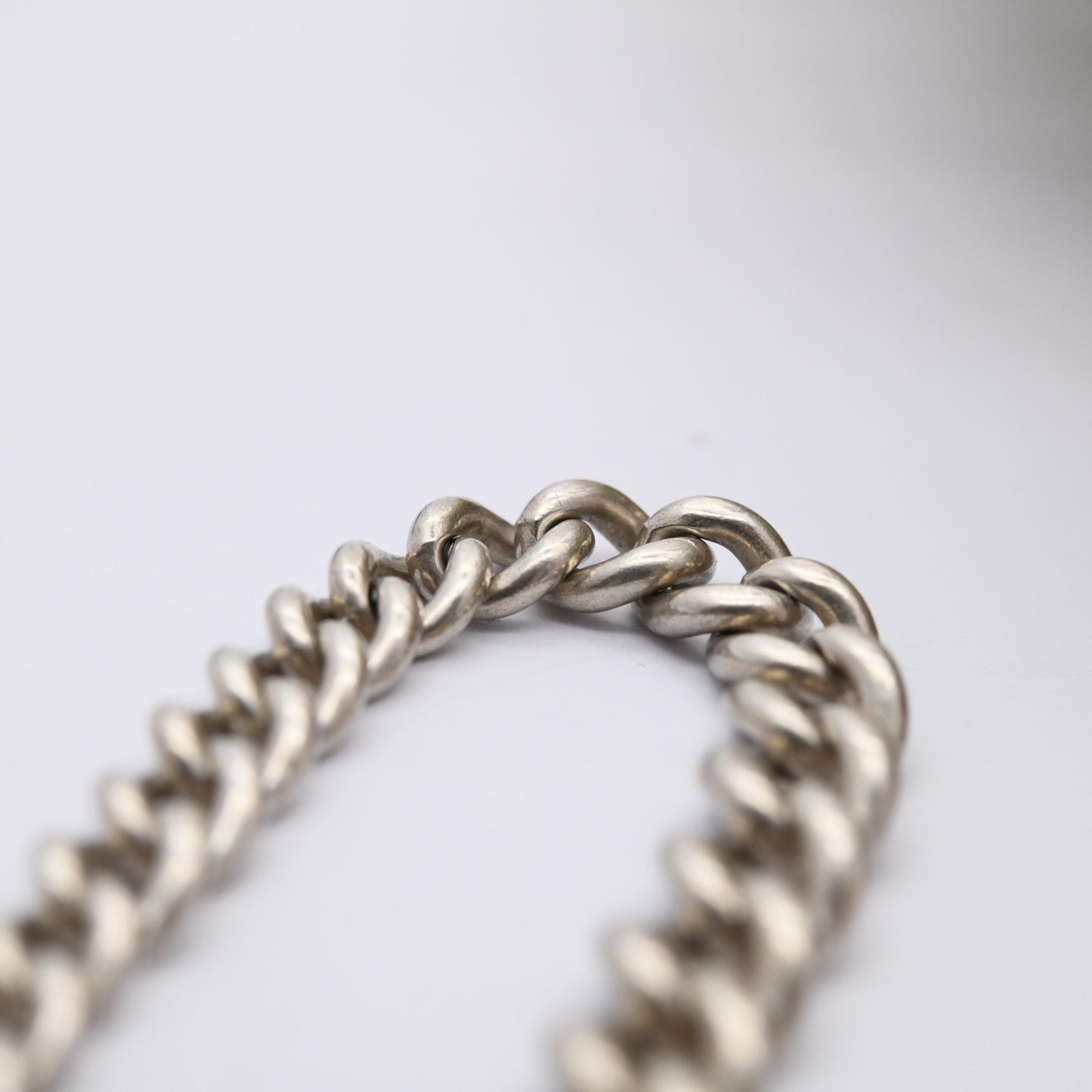 Antique Sterling Silver Albert Chain Bracelet Conversion 1927 with T-Bar - Chunky Solid | Stamped to Each Link