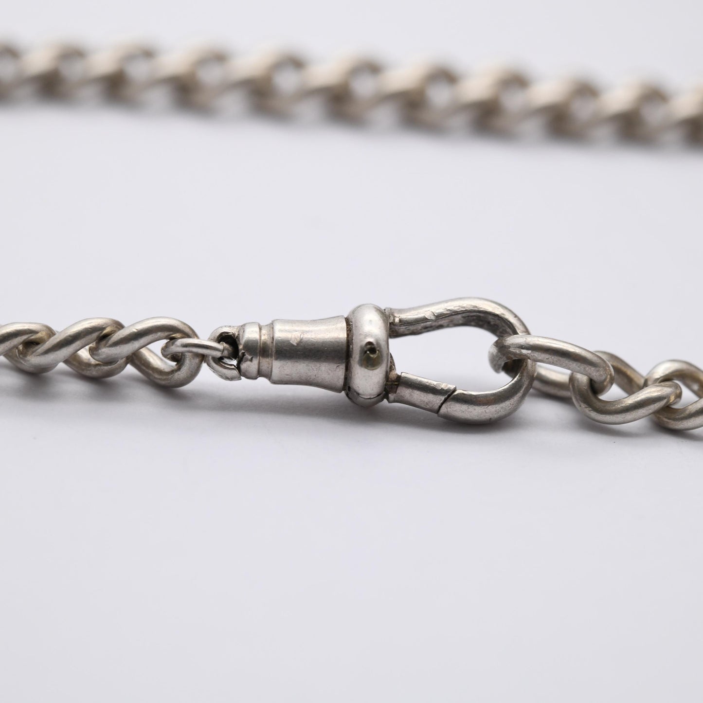 Antique Sterling Silver Albert Chain Bracelet Conversion 1927 with T-Bar - Chunky Solid | Stamped to Each Link
