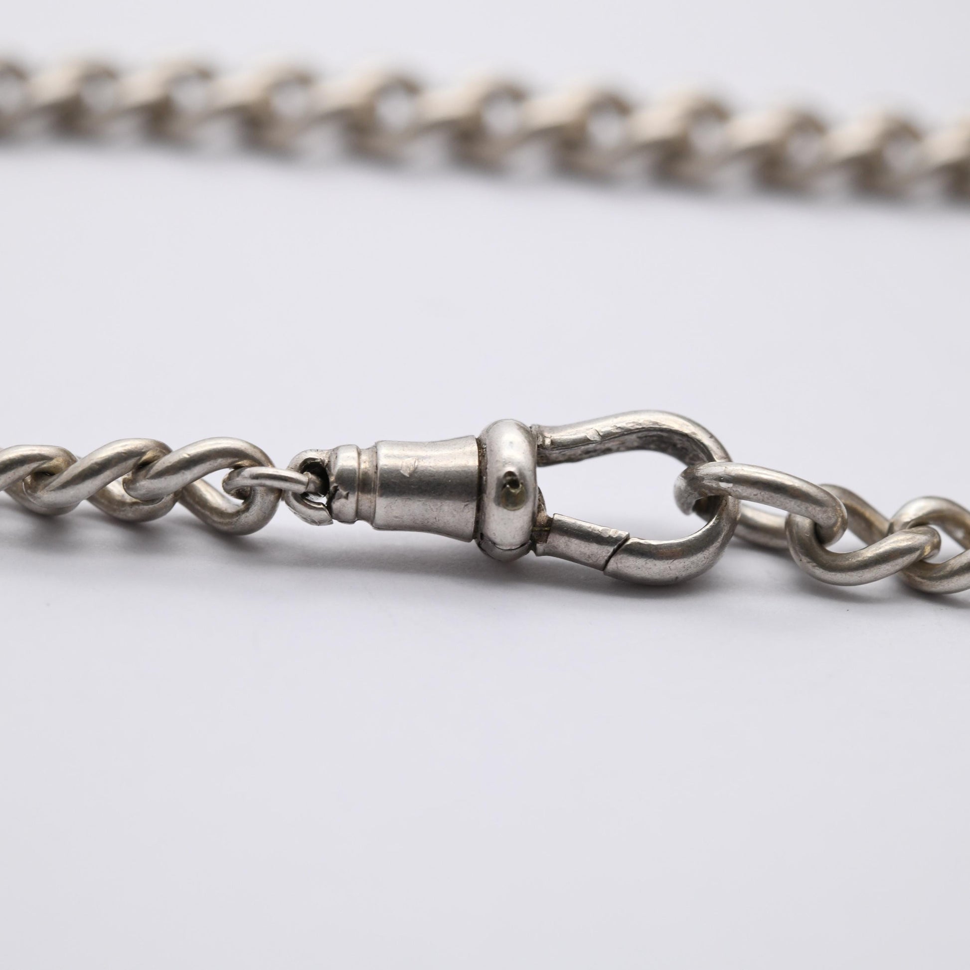 Antique Sterling Silver Albert Chain Bracelet Conversion 1927 with T-Bar - Chunky Solid | Stamped to Each Link