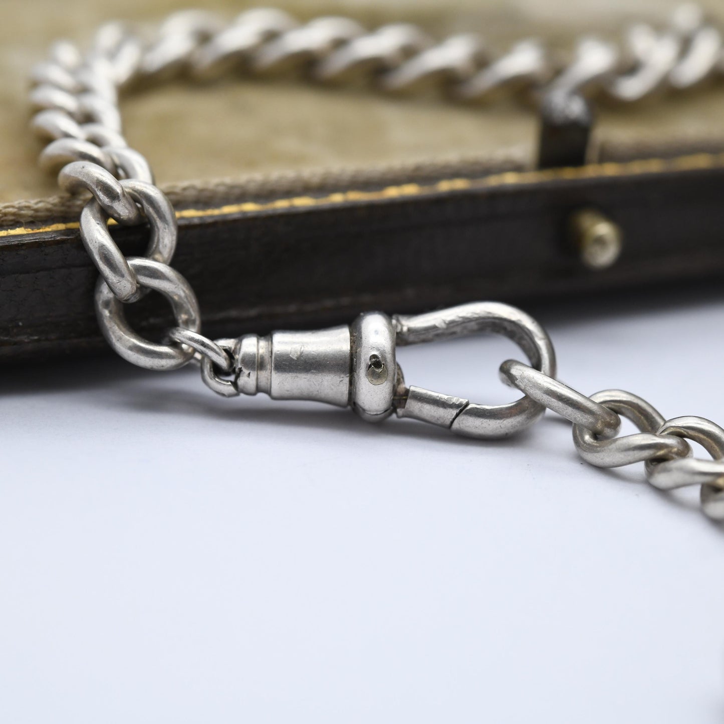 Antique Sterling Silver Albert Chain Bracelet Conversion 1927 with T-Bar - Chunky Solid | Stamped to Each Link