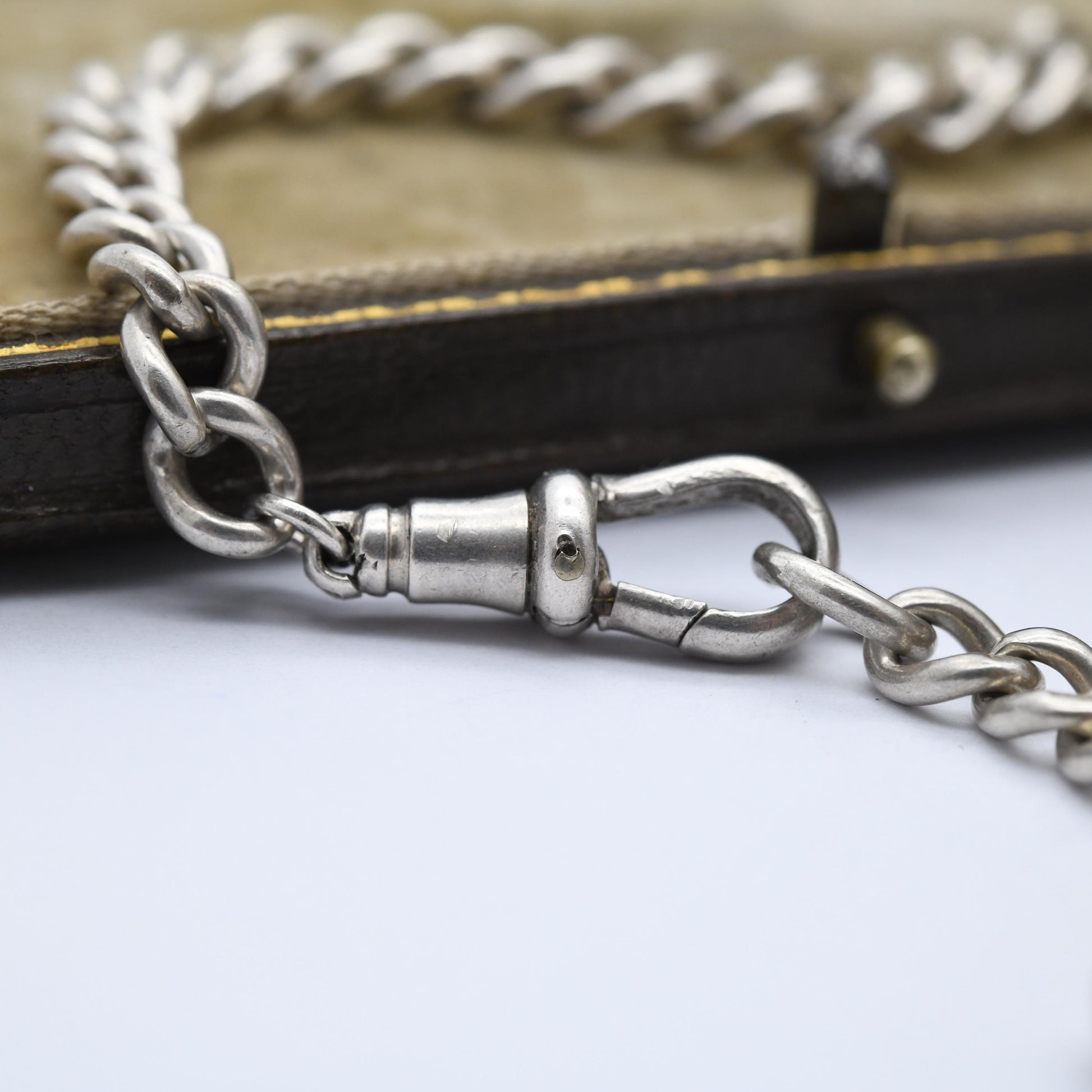 Antique Sterling Silver Albert Chain Bracelet Conversion 1927 with T-Bar - Chunky Solid | Stamped to Each Link