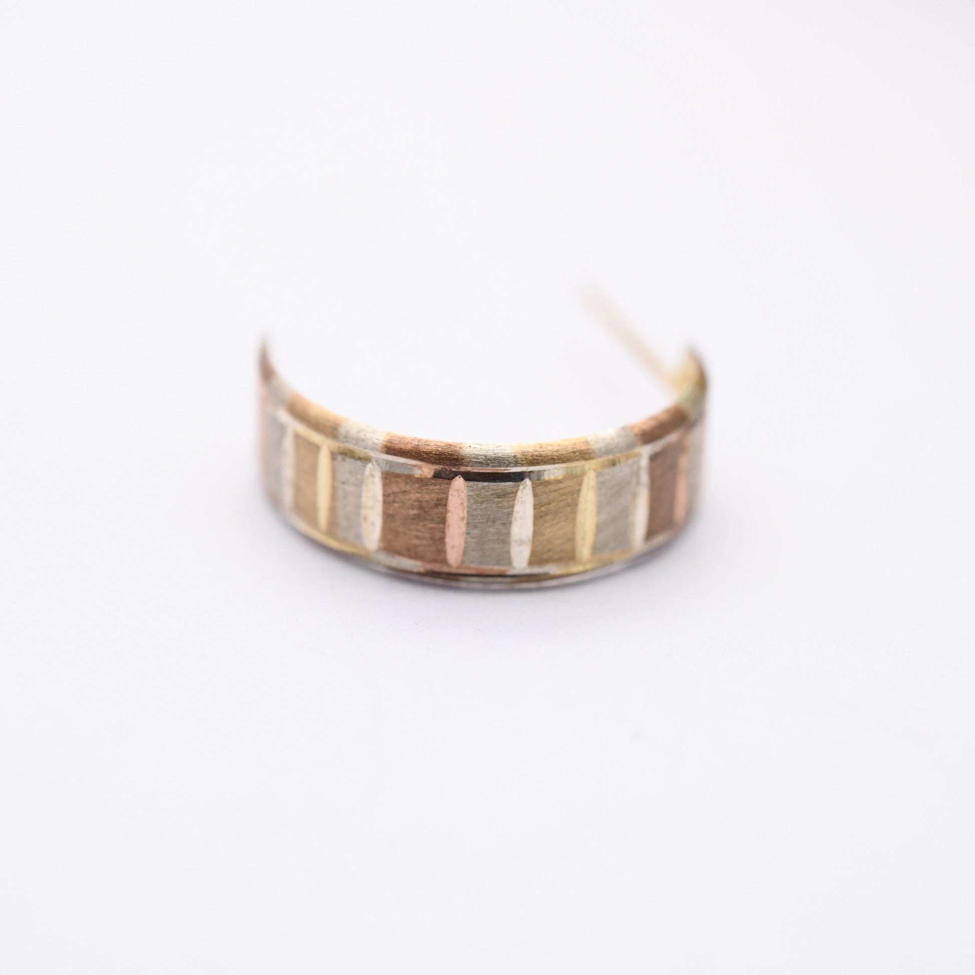 Vintage 9ct Gold Multi Tone Half Hoop Stud Earrings - Mid-Century Semi Circle Shape | Solid Gold Jewellery Gift for Her