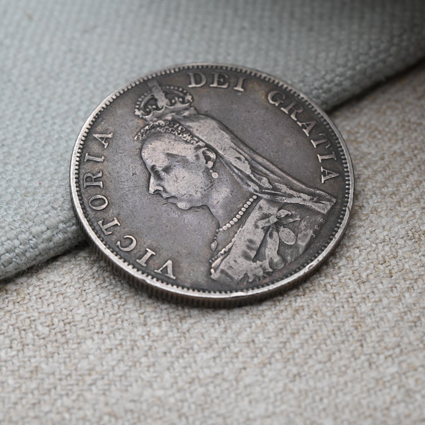 Antique 1889 Queen Victoria Double Florin Coin with Inverted 1 | Collectable Sterling Silver Coin