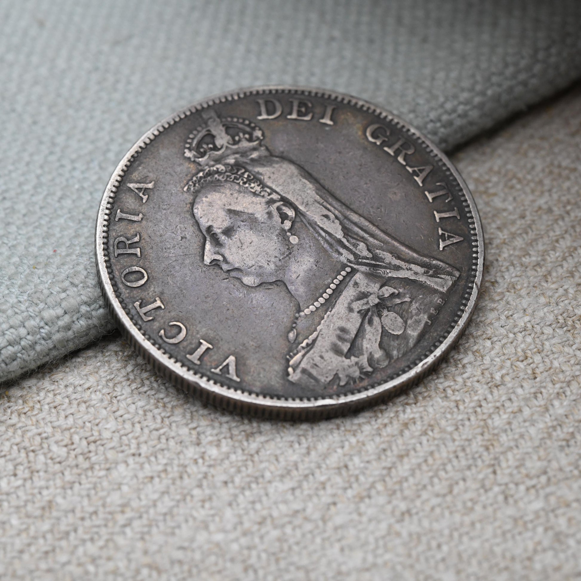 Antique 1889 Queen Victoria Double Florin Coin with Inverted 1 | Collectable Sterling Silver Coin