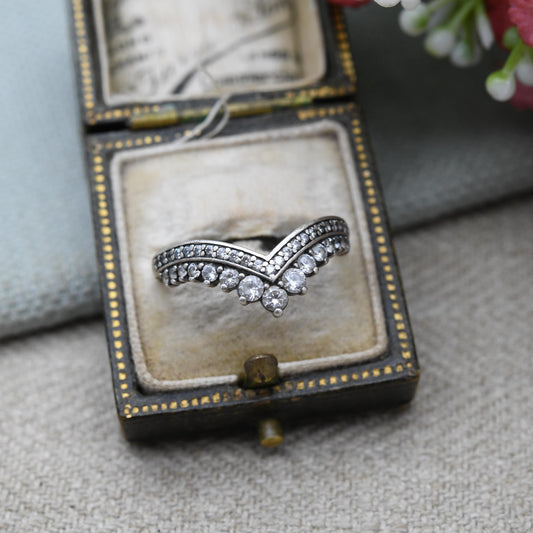 Pandora Sterling Silver Tiara Ring - White Stone Stacking Ring | Pavé Setting | Pretty Gift for Her | UK Size - N | US Size - 6 3/4