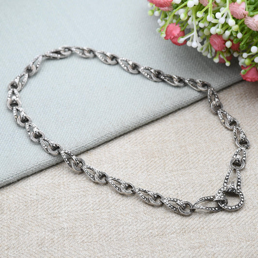 Vintage European Sterling Silver Pearl Marcasite Panel Necklace 1954 - Ornate Design | True Vintage | Sparkly Stones | Gift for Her
