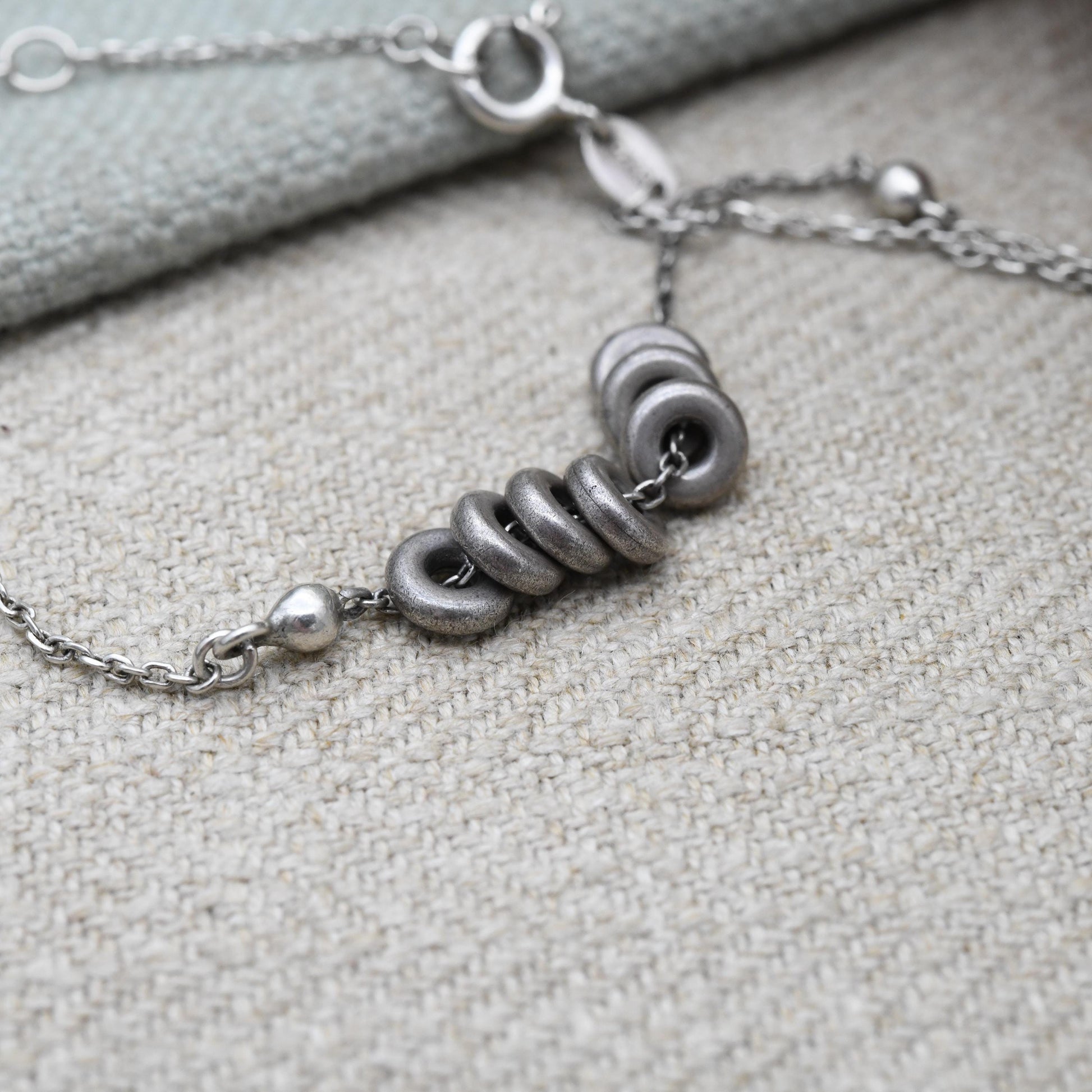 Vintage Links of London Sterling Silver Chain Bracelet - Small Rounded Curb Links | Cute Silver Rings | Minimalist | Gift for Her