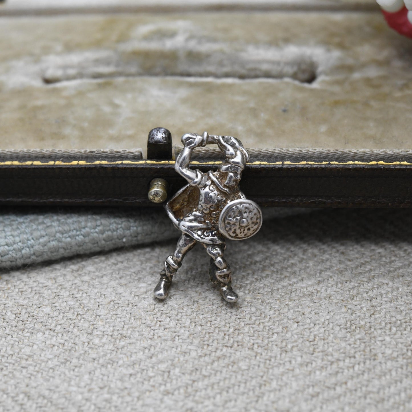 Vintage Silver Celtic Knight Charm Pendant - Viking Warrior | Gaul | Fighting Man with Sword and Shield | Gift for Charm Bracelet Necklace