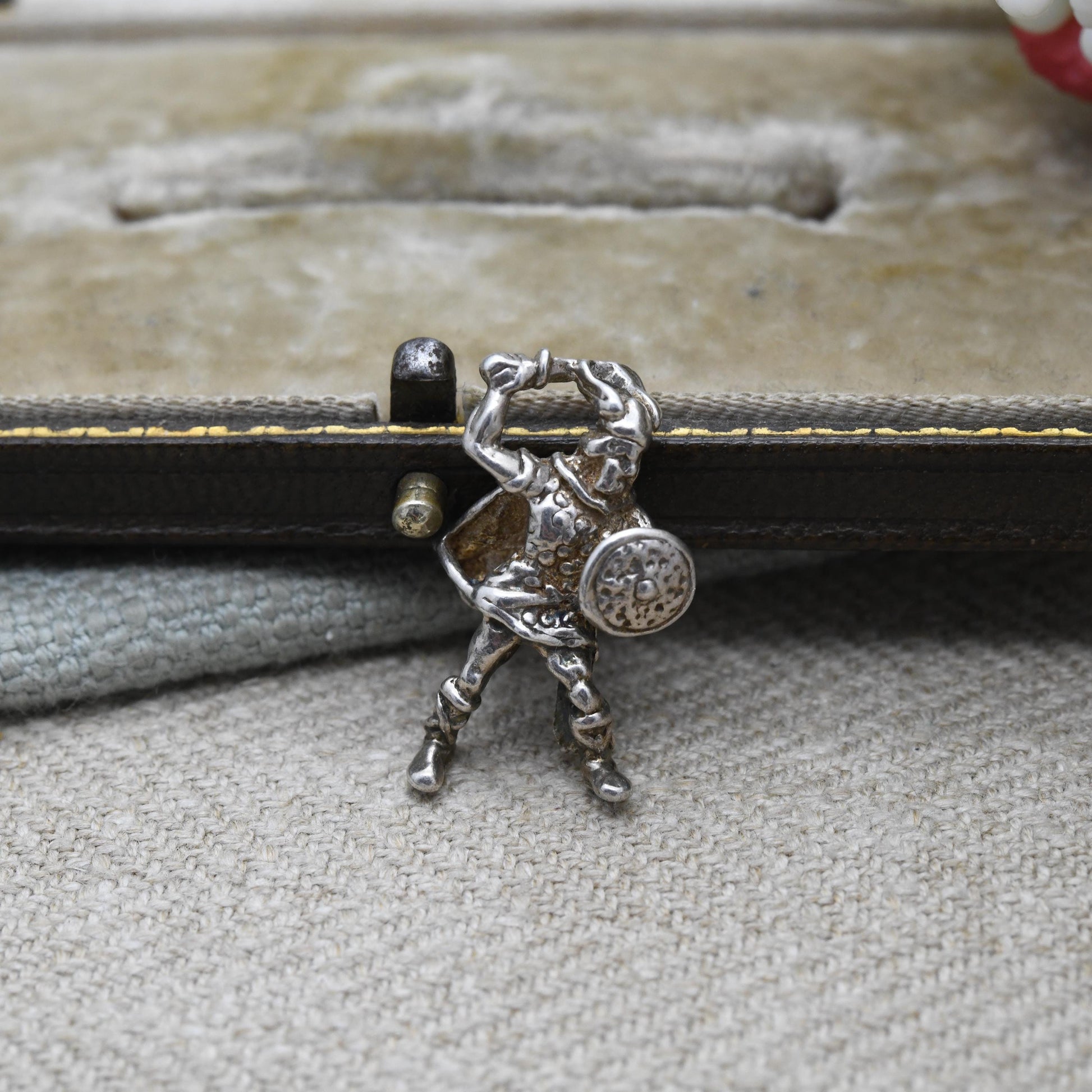 Vintage Silver Celtic Knight Charm Pendant - Viking Warrior | Gaul | Fighting Man with Sword and Shield | Gift for Charm Bracelet Necklace