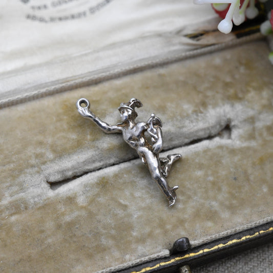Vintage Silver Ancient Greek Hermes Charm Pendant - Ancient Greece | Greek God | Souvenir Classical Student Gift