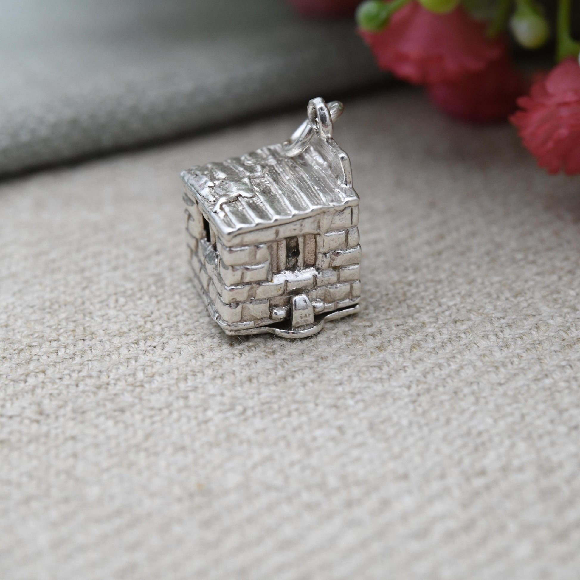 Vintage Sterling Silver Opening Jail House Charm Pendant - Prison Cell | Prisoner Breaking Rocks | Chains | Bars | Gift for Charm Bracelet