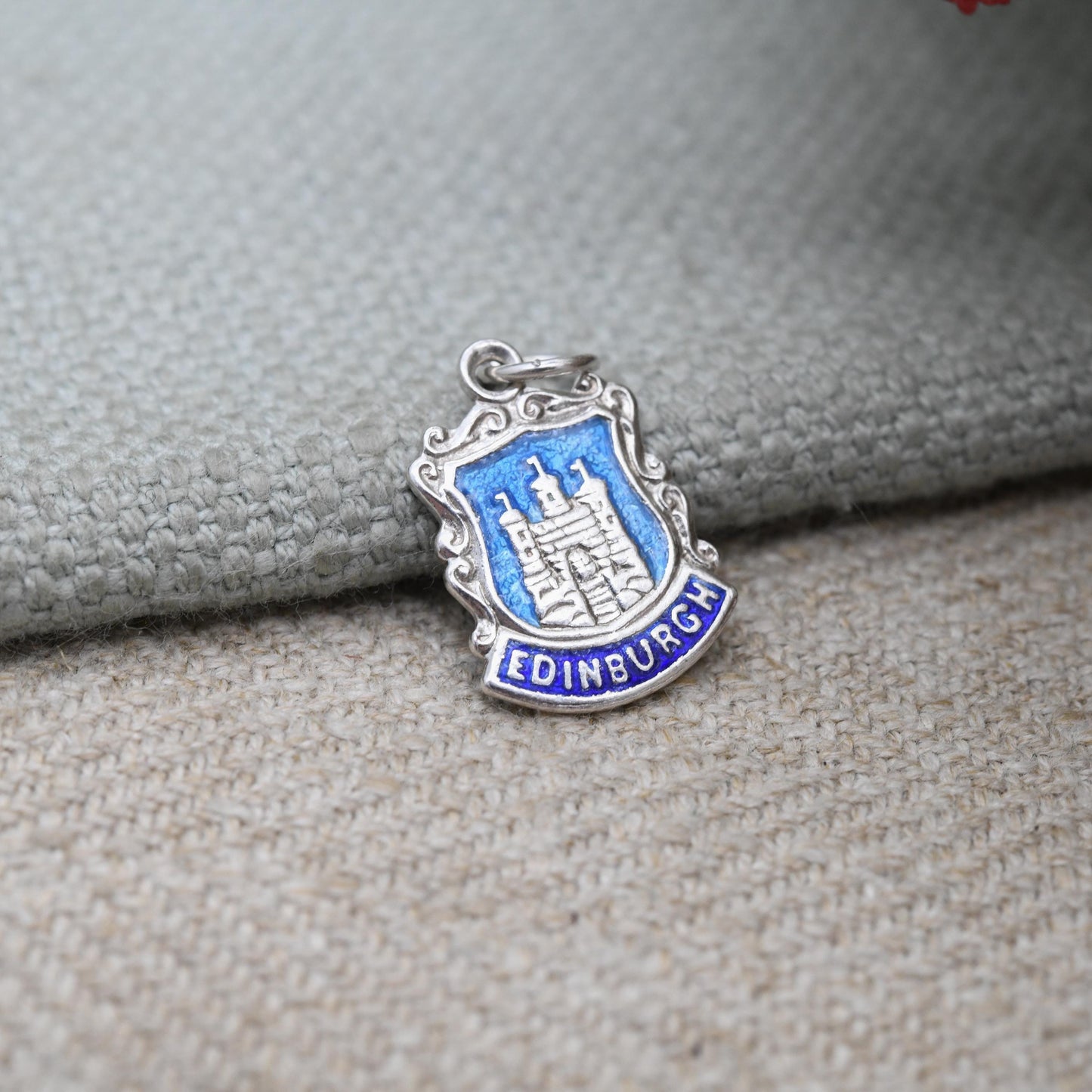 Vintage Sterling Silver Edinburgh Enamel Souvenir Shield Charm Pendant - Scotland | Scottish | Souvenir Gift for Charm Bracelet