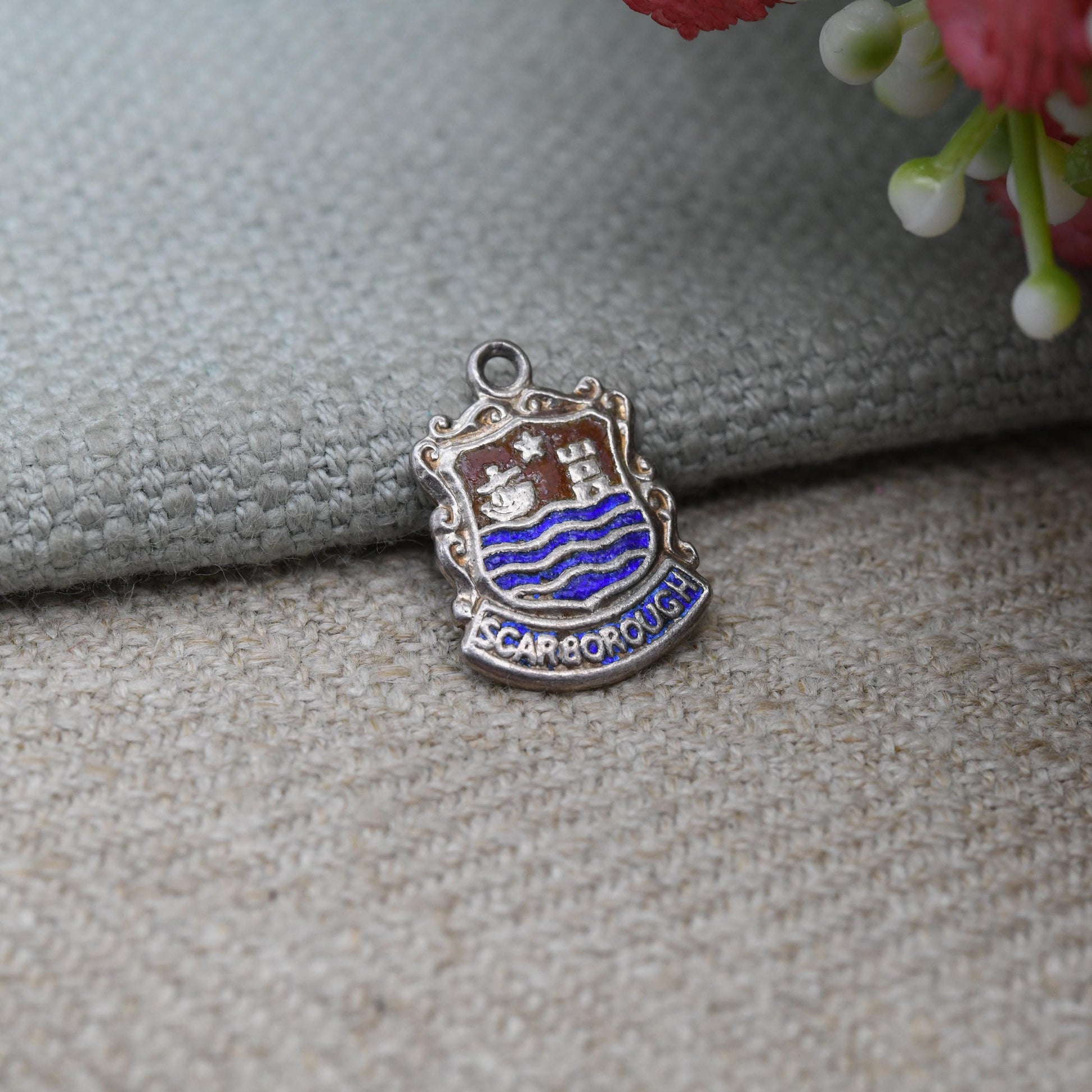 Vintage Sterling Silver Scarborough Souvenir Shield Charm Pendant - England | Yorkshire | Tourist | Souvenir Gift for Charm Bracelet