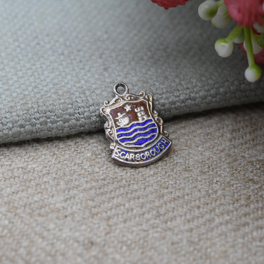 Vintage Sterling Silver Scarborough Souvenir Shield Charm Pendant - England | Yorkshire | Tourist | Souvenir Gift for Charm Bracelet