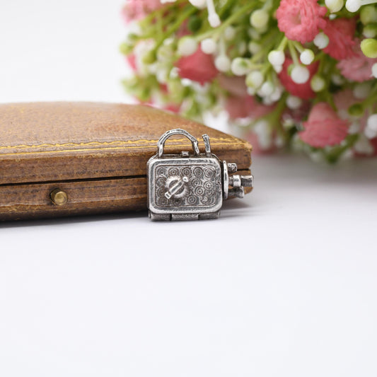 Vintage Silver Opening Film Camera Charm Pendant - Sunbathing Lady | Humorous Message | Gift for Charm Bracelet