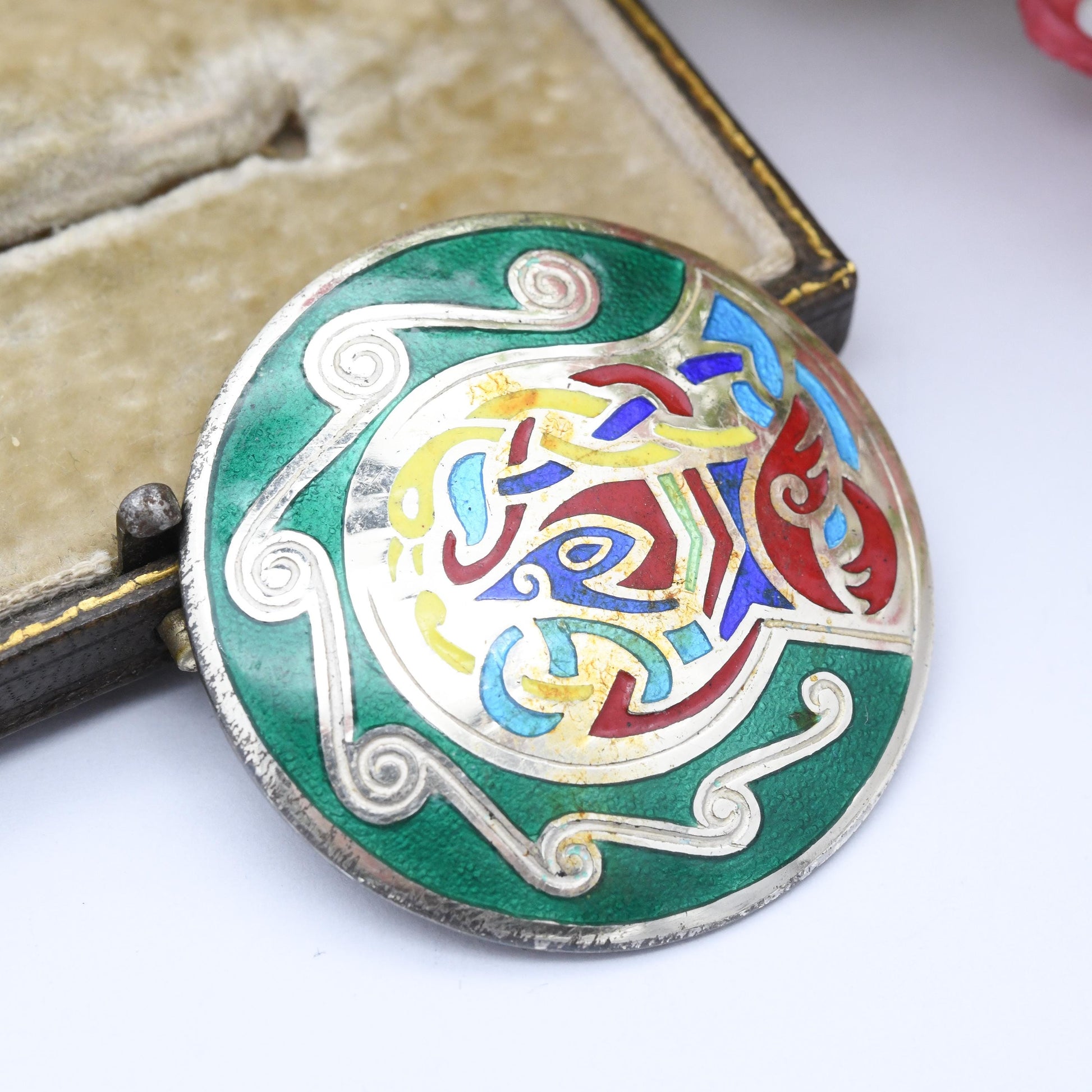 Vintage Irish Sterling Silver Brooch Tara Ware Book of Kells 1963 - Bright Colourful Enamel | Signed Designer Jewellery | Dublin Hallmarks