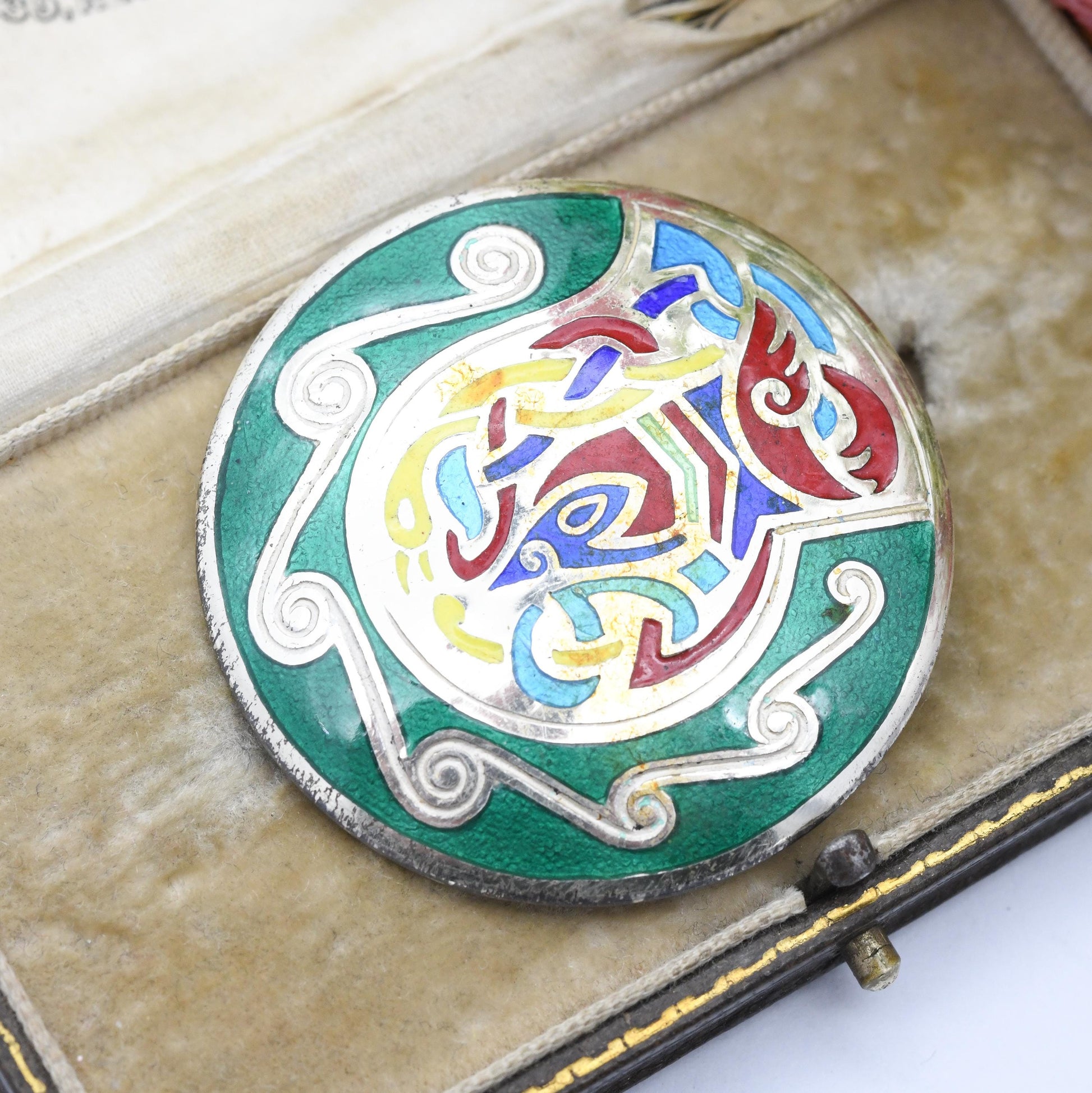 Vintage Irish Sterling Silver Brooch Tara Ware Book of Kells 1963 - Bright Colourful Enamel | Signed Designer Jewellery | Dublin Hallmarks