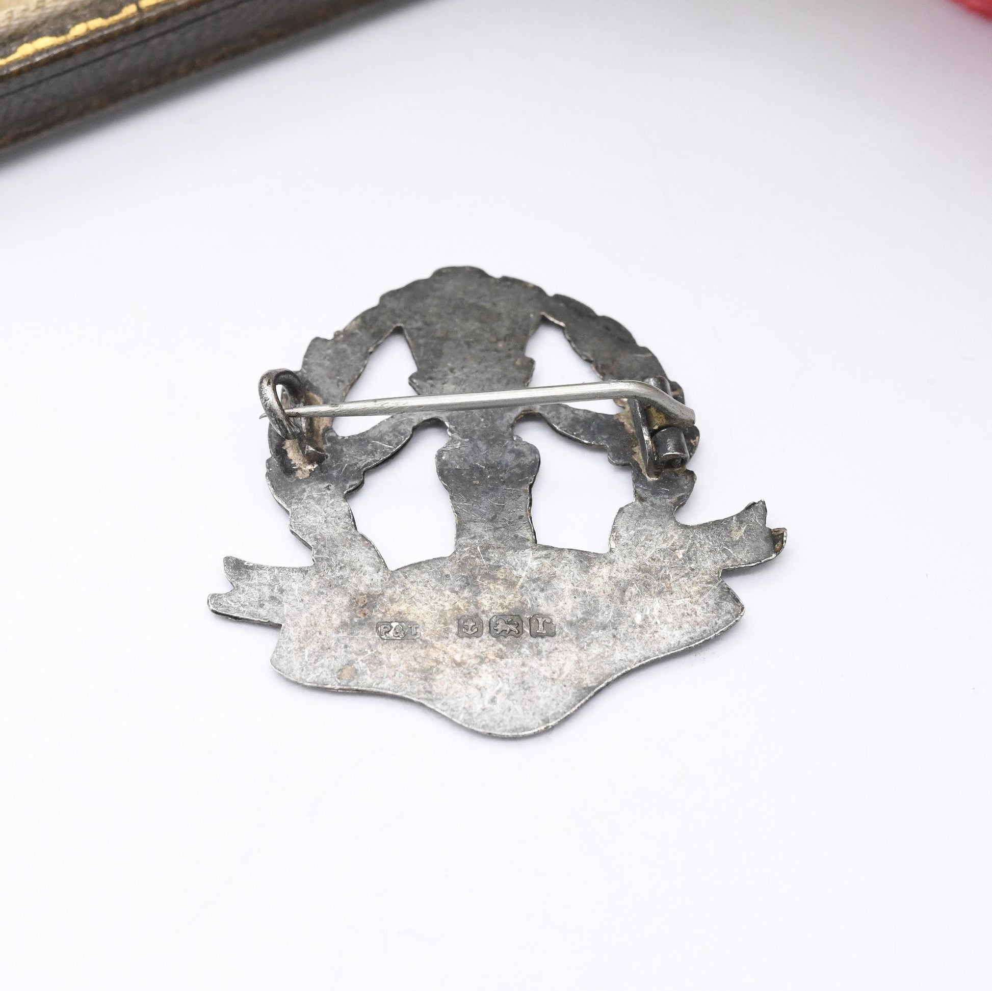 Antique Sterling Silver Middlesex Regiment Sweetheart Brooch Albuhera 1916 - British Army Infantry | Ich Dien Prince of Wales Feathers