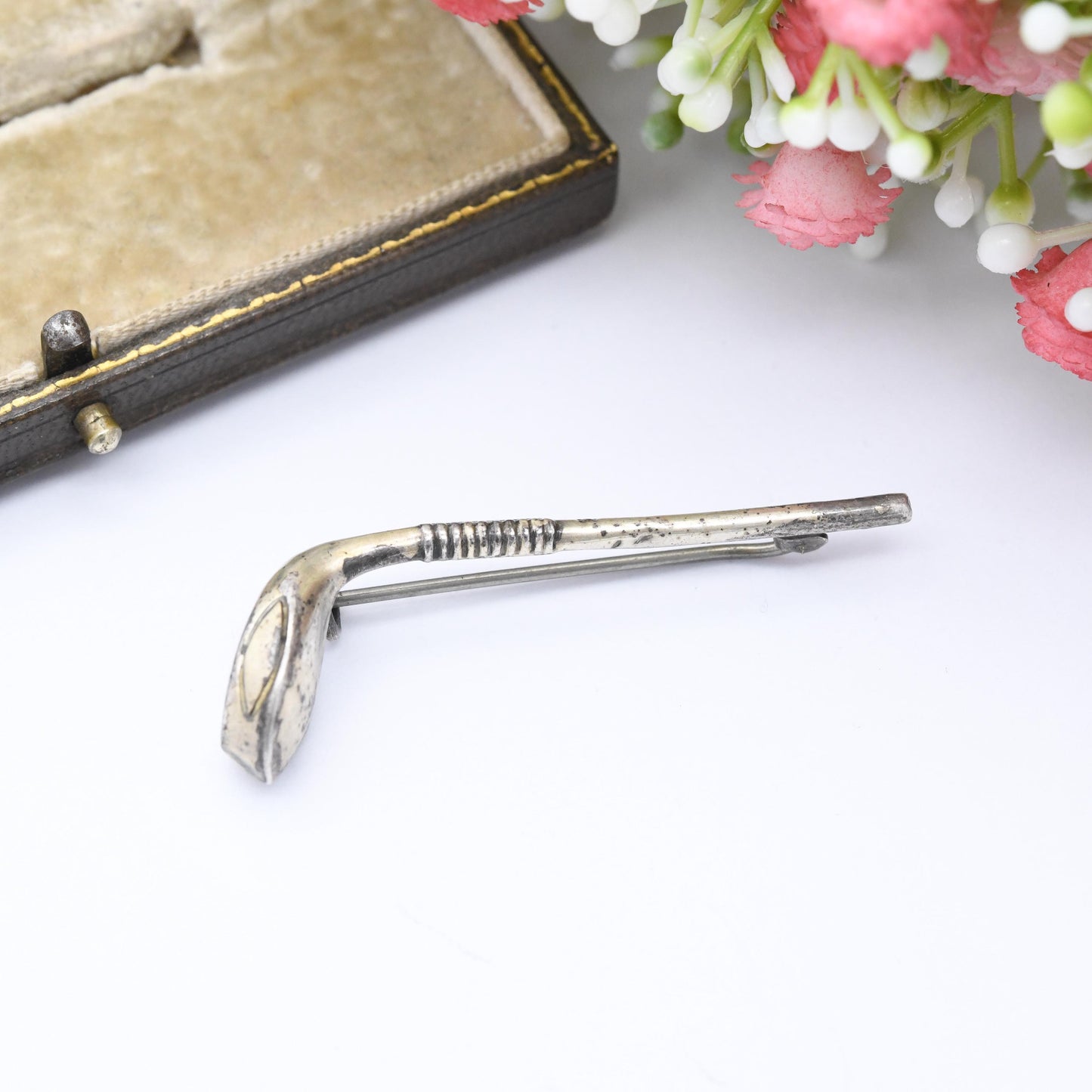 Antique Sterling Silver Golf Club Brooch 1908 - Unusual Sports Collectable Golfing Gift | Edwardian Bar Brooch