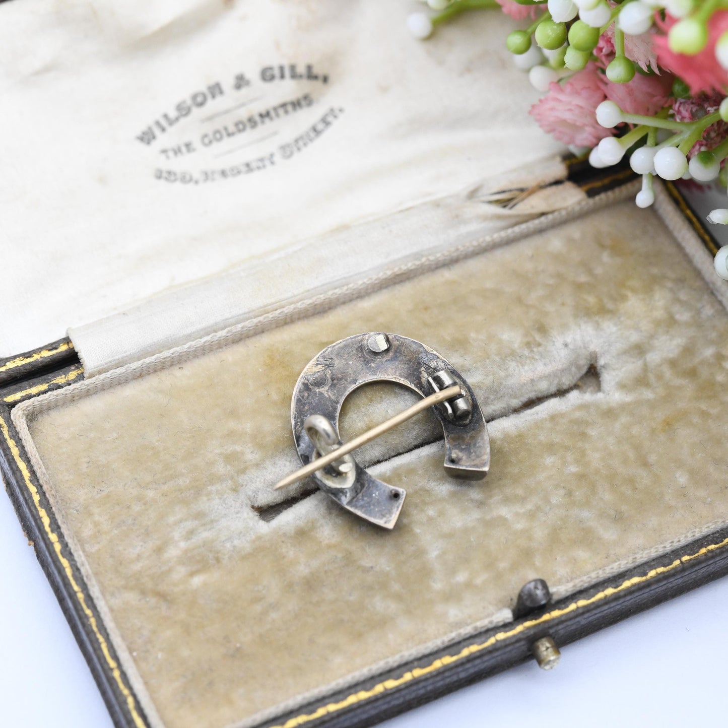 Antique Sterling Silver Horseshoe Brooch c. 1800s Victorian Good Luck Jewellery