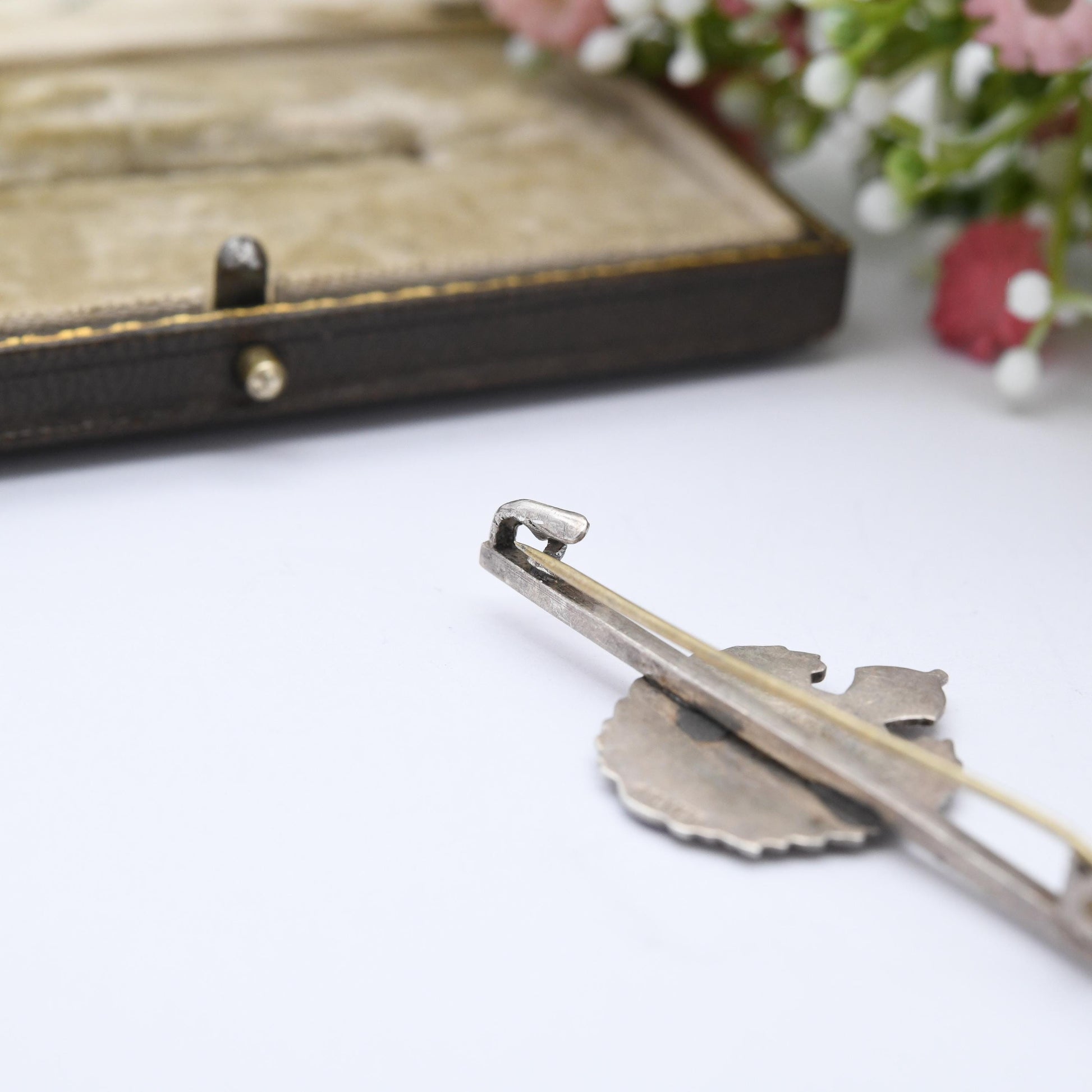 Vintage Royal Engineers Sweetheart Brooch Sterling Silver and Enamel WWII Era - King George VI c. 1930s Military Jewellery