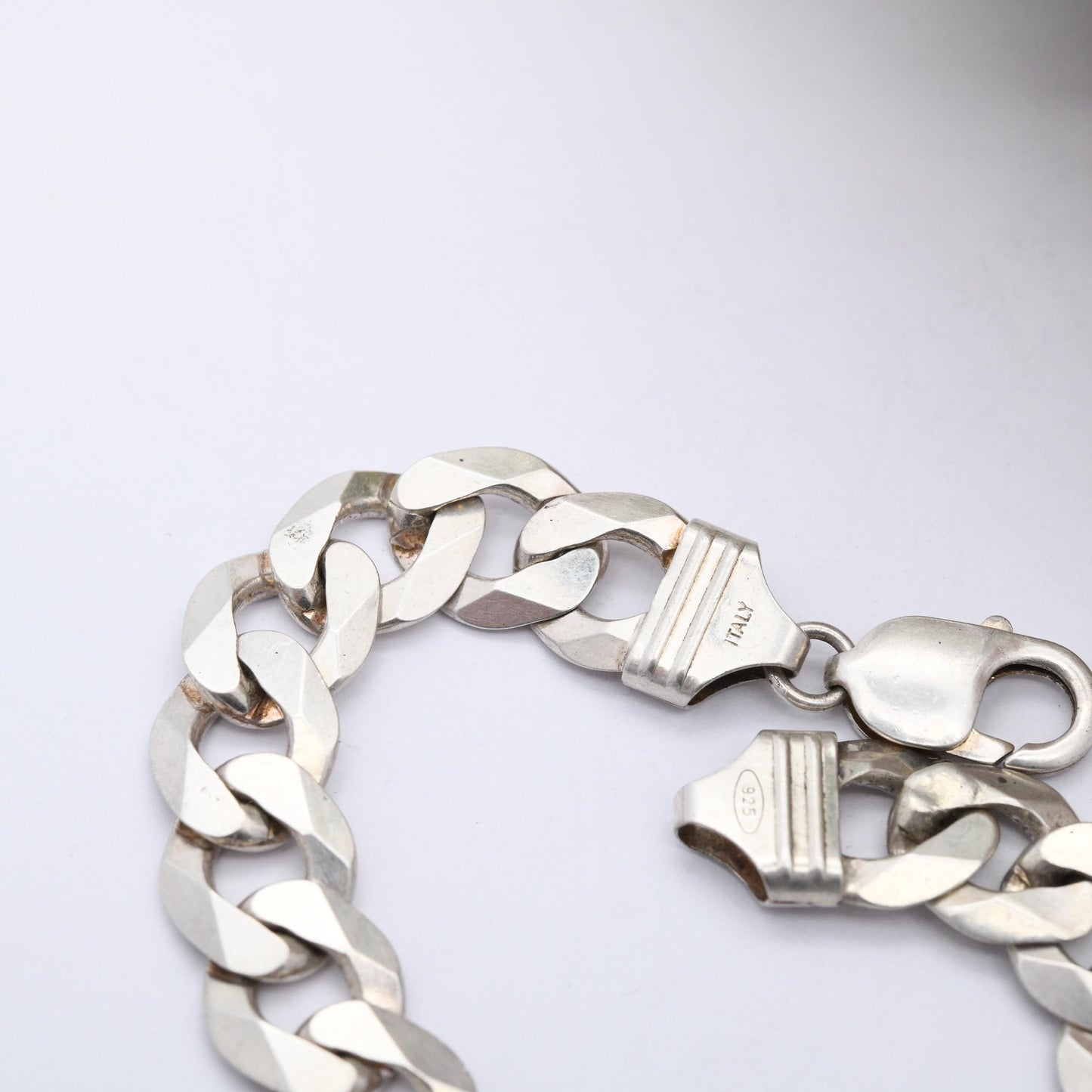 Chunky Vintage Sterling Silver Curb Link Chain Bracelet - Large Curb Bracelet | Gift for Boyfriend | Gift for Brother