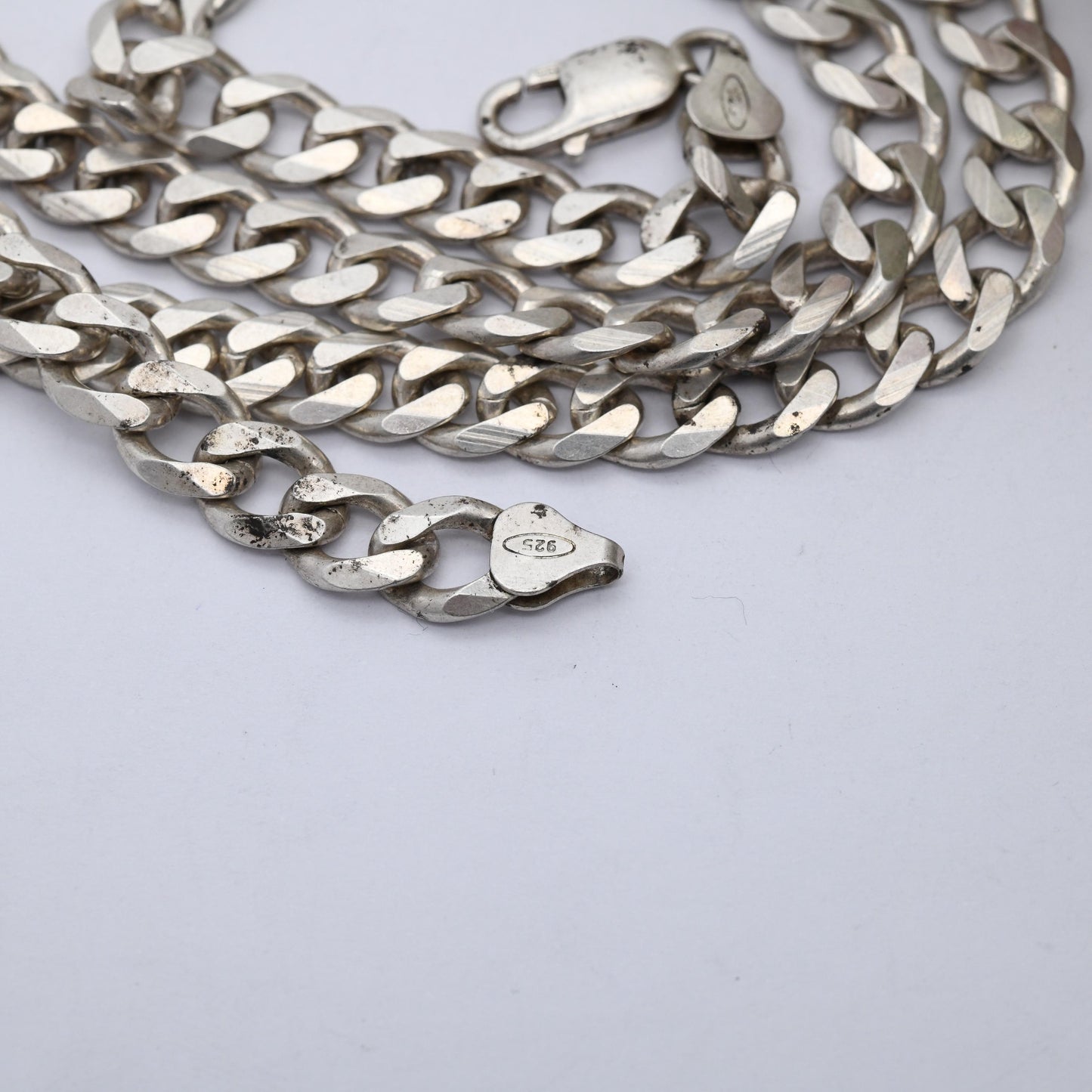 Vintage Sterling Silver Curb Link Chain Necklace - Y2K Flat Curb | Heavy Silver Necklace | 22" 56.5cm