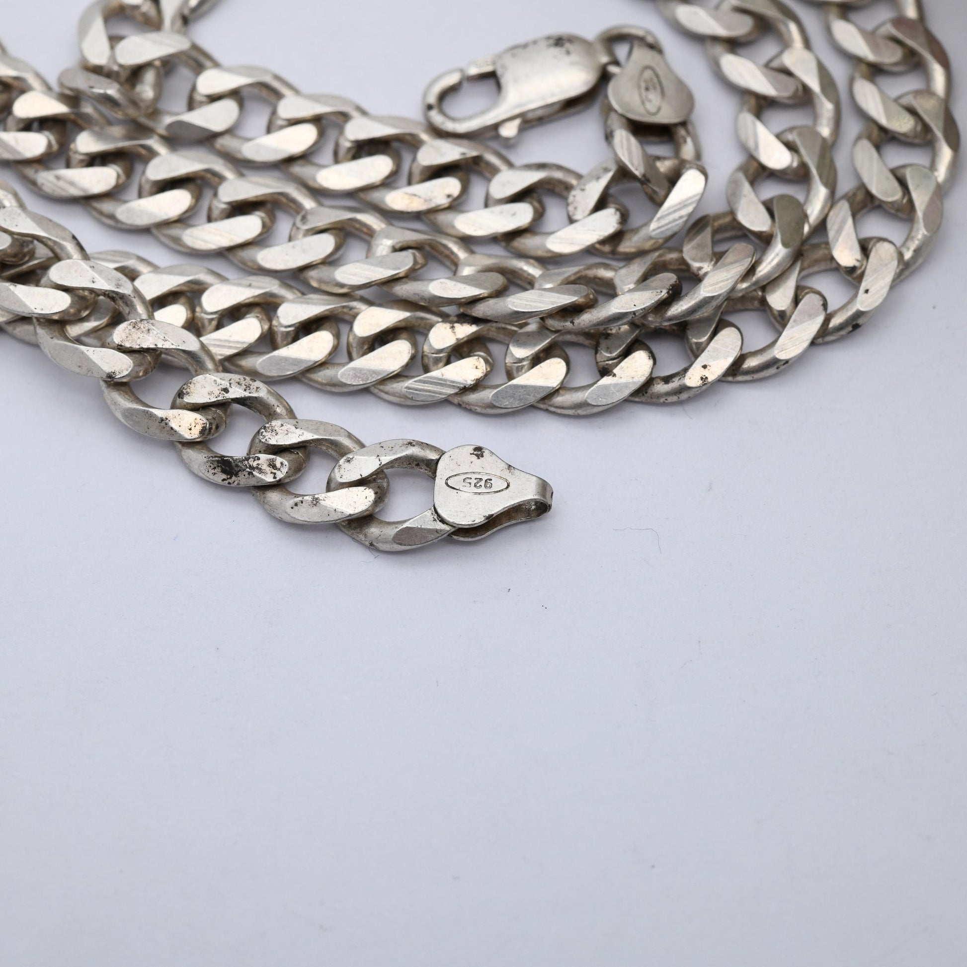 Vintage Sterling Silver Curb Link Chain Necklace - Y2K Flat Curb | Heavy Silver Necklace | 22" 56.5cm