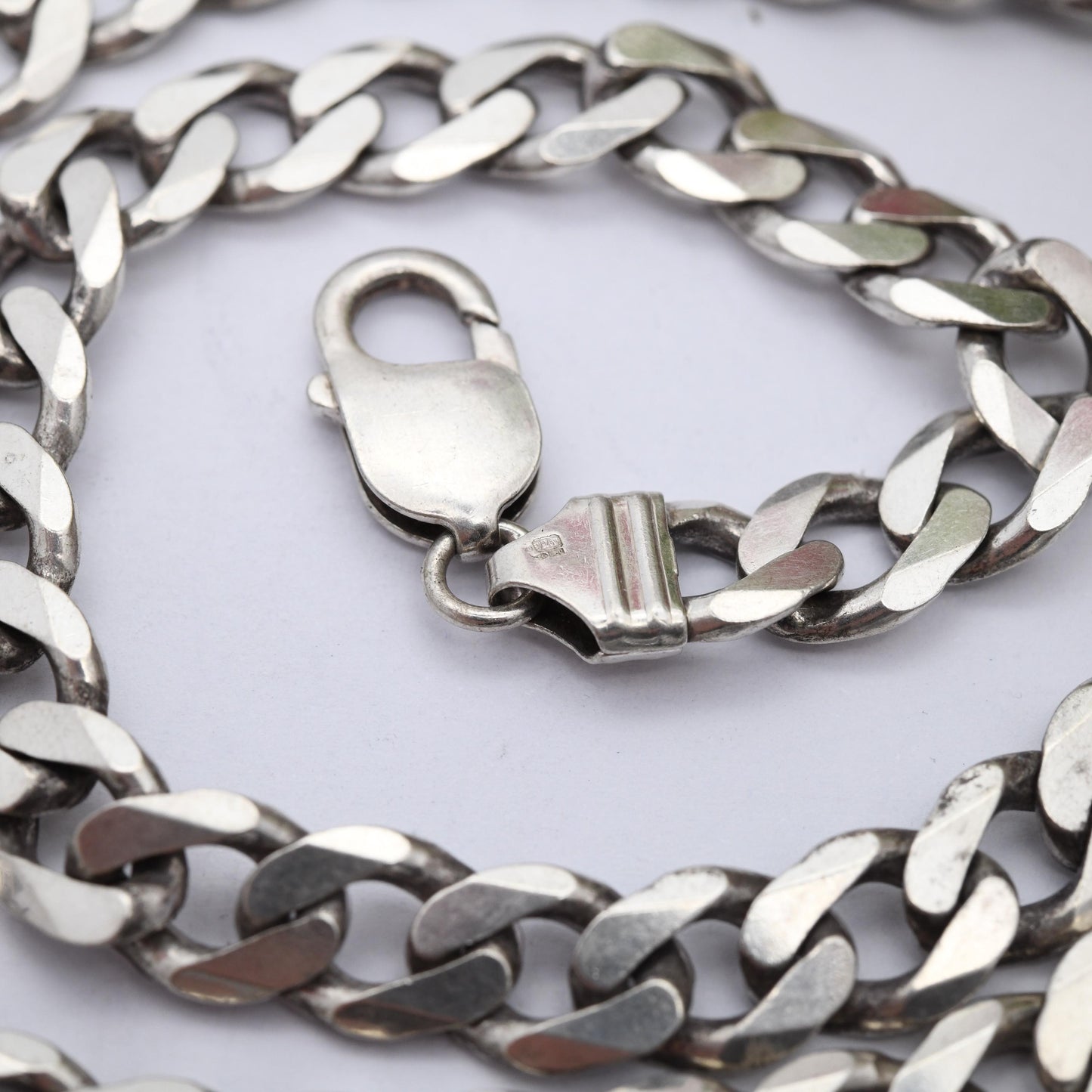 Vintage Sterling Silver Curb Link Chain Necklace - Y2K Flat Curb | Heavy Silver Necklace | 18" 46cm