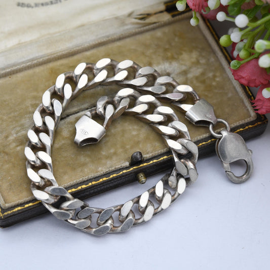 Chunky Vintage Sterling Silver Curb Link Chain Bracelet - Large Curb Bracelet | Gift for Boyfriend | Gift for Brother