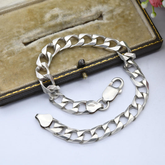 Vintage Sterling Silver Curb Link Chain Bracelet - Curb Bracelet | Gift for Boyfriend | Gift for Brother