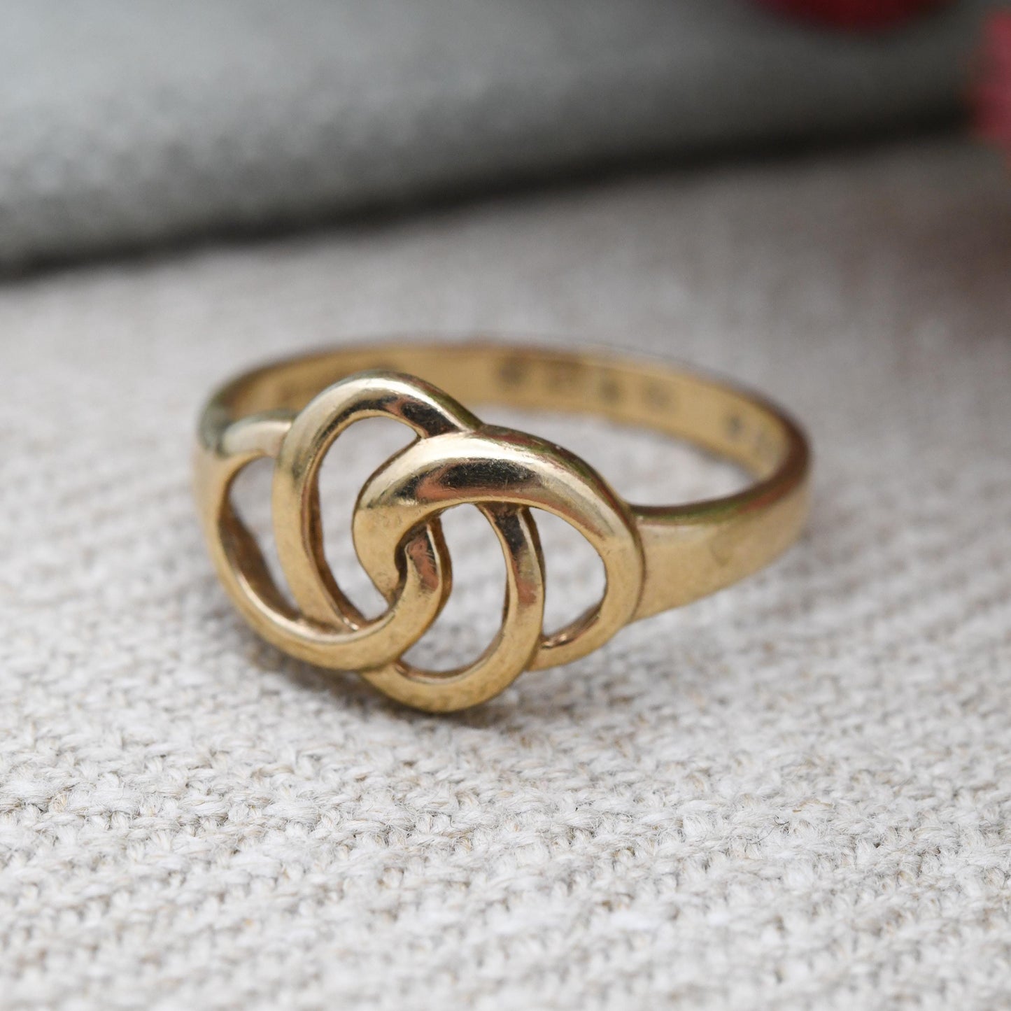 Vintage 9ct Gold Openwork Knot Ring - 1990's Woven Band Rope Twist | Y2K Jewellery Unisex Gift | UK Size - O | US Size - 7 1/4