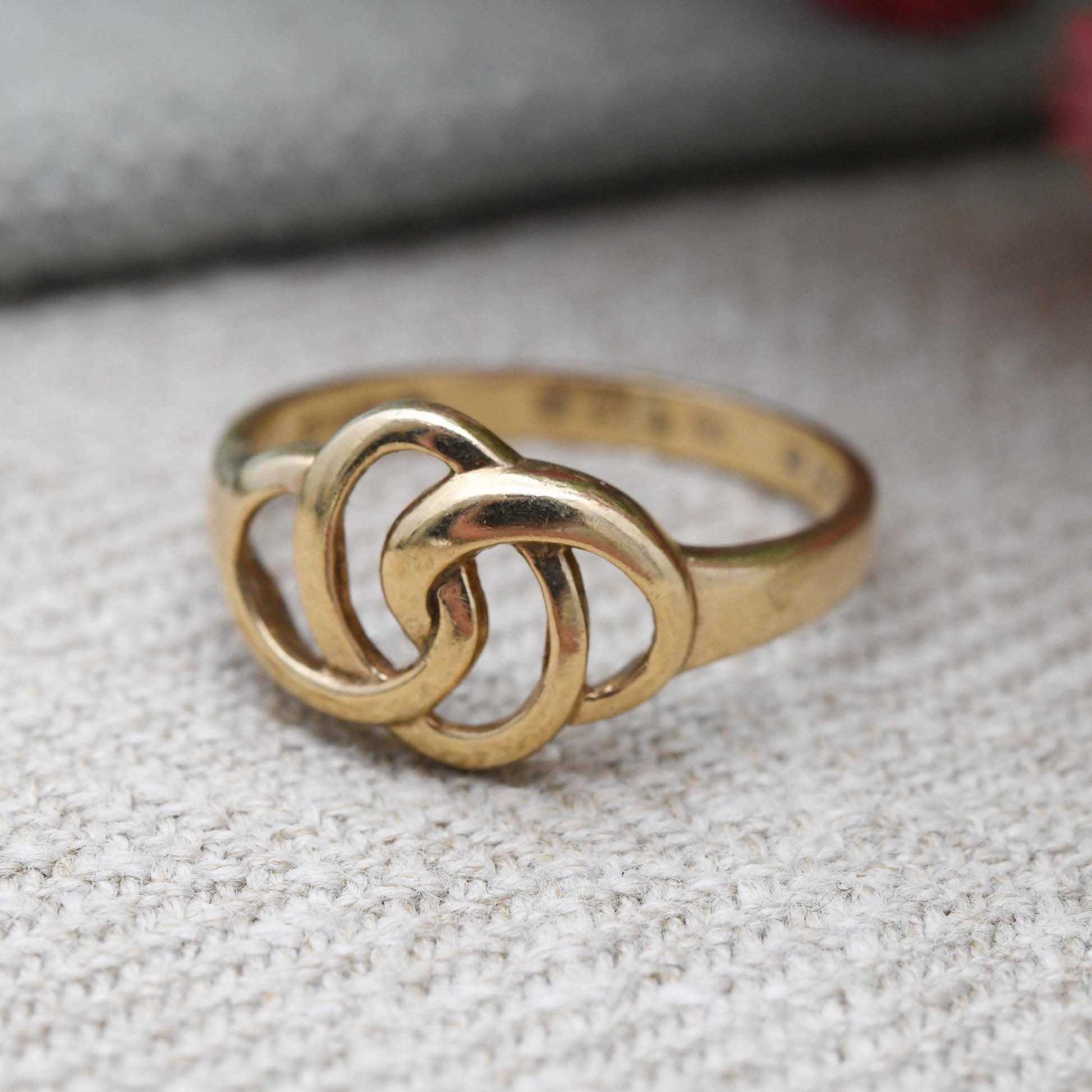 Vintage 9ct Gold Openwork Knot Ring - 1990's Woven Band Rope Twist | Y2K Jewellery Unisex Gift | UK Size - O | US Size - 7 1/4