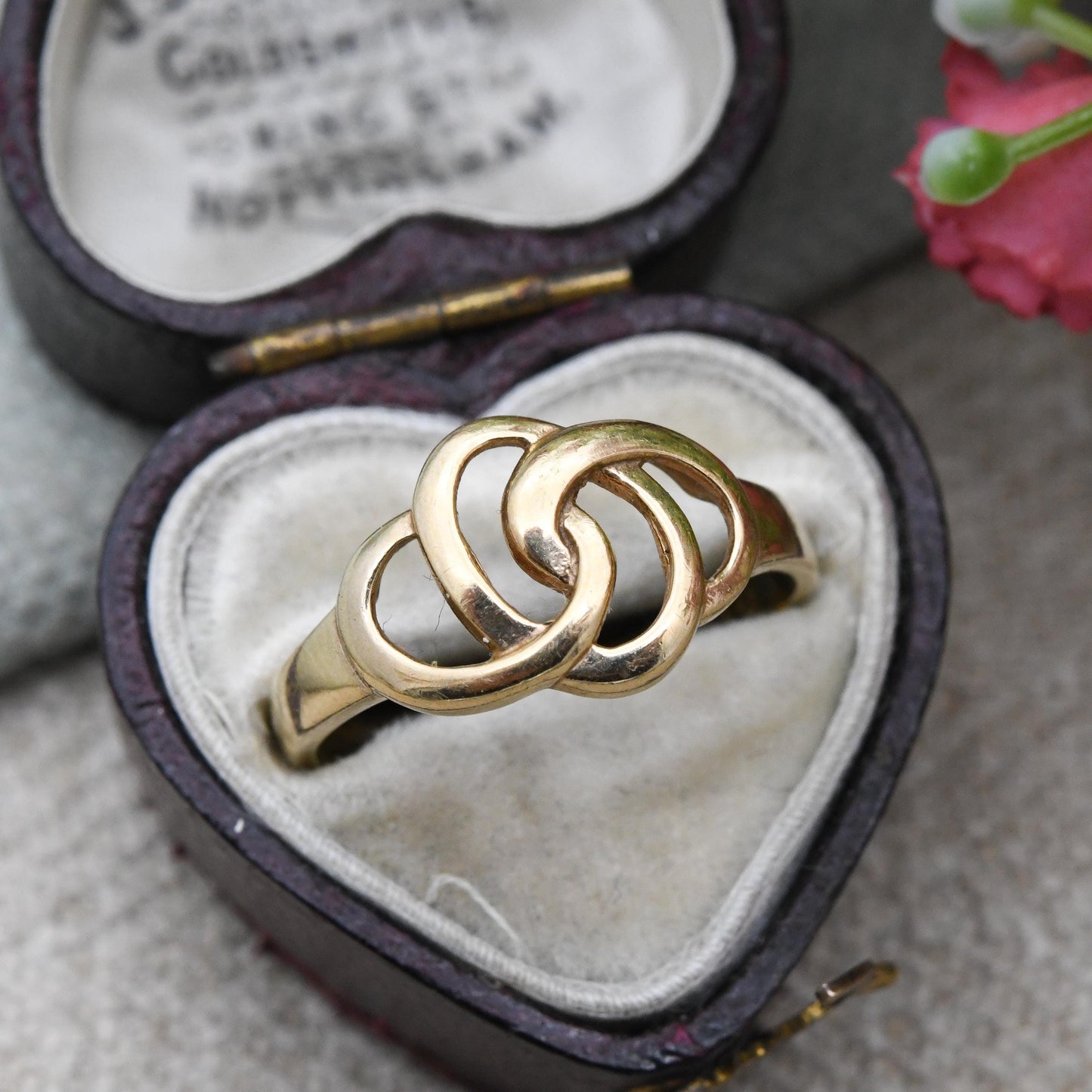 Vintage 9ct Gold Openwork Knot Ring - 1990's Woven Band Rope Twist | Y2K Jewellery Unisex Gift | UK Size - O | US Size - 7 1/4