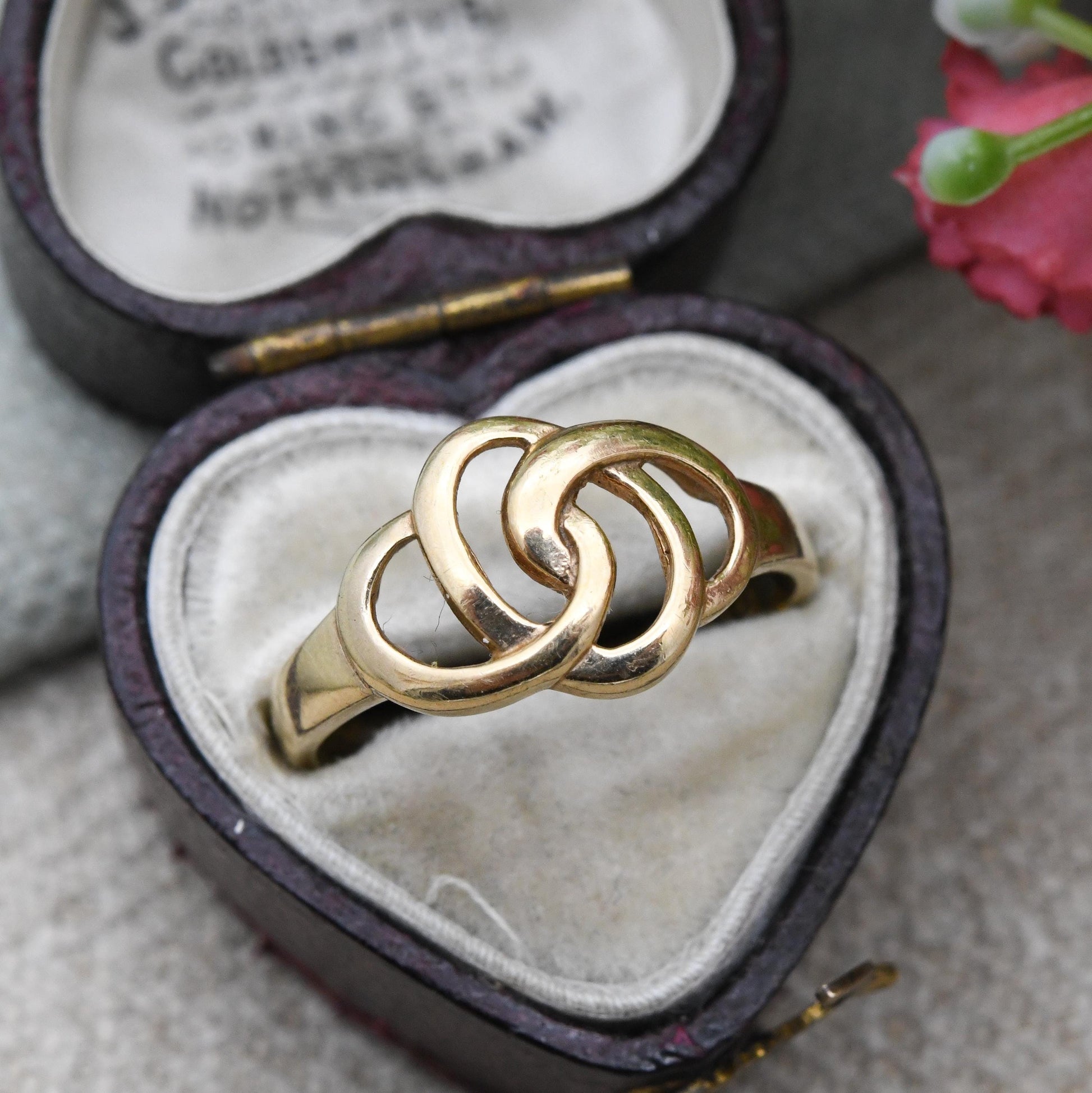Vintage 9ct Gold Openwork Knot Ring - 1990's Woven Band Rope Twist | Y2K Jewellery Unisex Gift | UK Size - O | US Size - 7 1/4