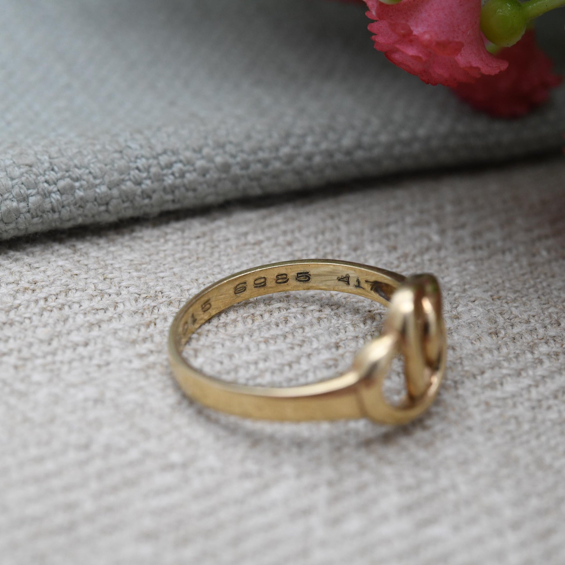 Vintage 9ct Gold Openwork Knot Ring - 1990's Woven Band Rope Twist | Y2K Jewellery Unisex Gift | UK Size - O | US Size - 7 1/4