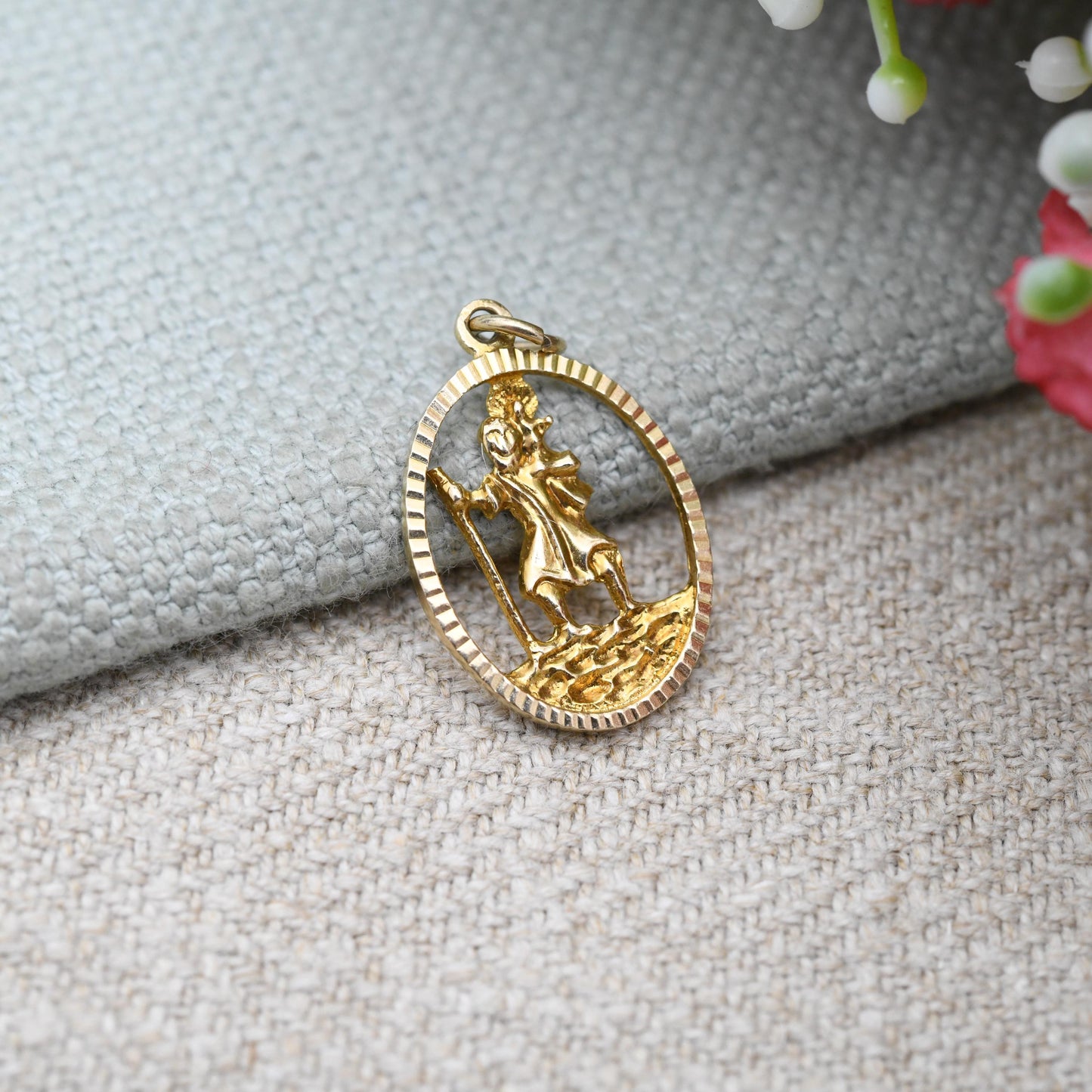 Vintage 9ct Gold St Christopher Pendant 1986 - Patron Saint of Travellers Travel Gift | Religious Saint Christian Necklace