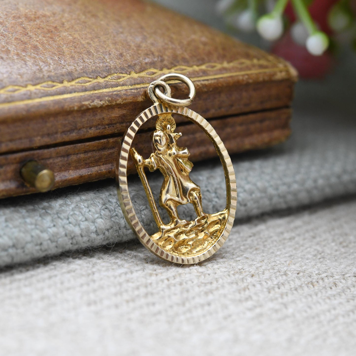 Vintage 9ct Gold St Christopher Pendant 1986 - Patron Saint of Travellers Travel Gift | Religious Saint Christian Necklace