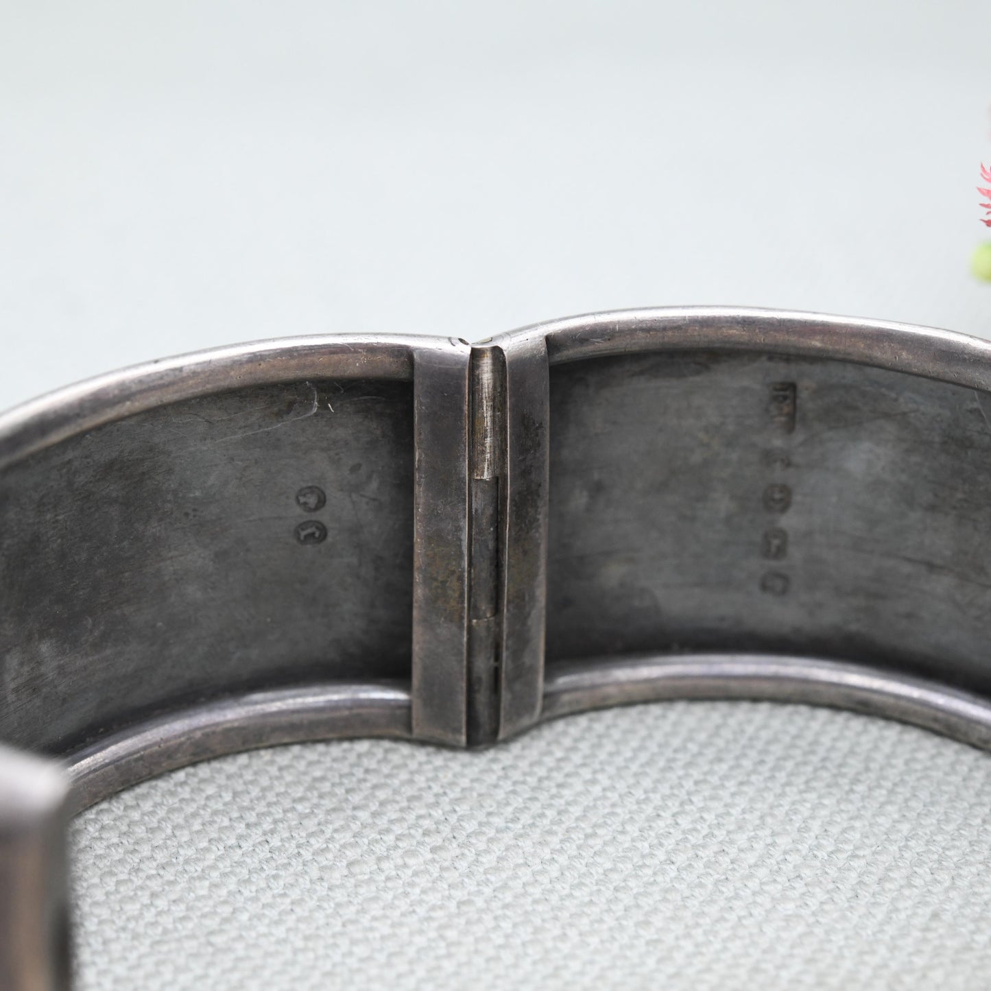 Antique Victorian Sterling Silver Aesthetic Bangle with Heron and Reed Design 1891