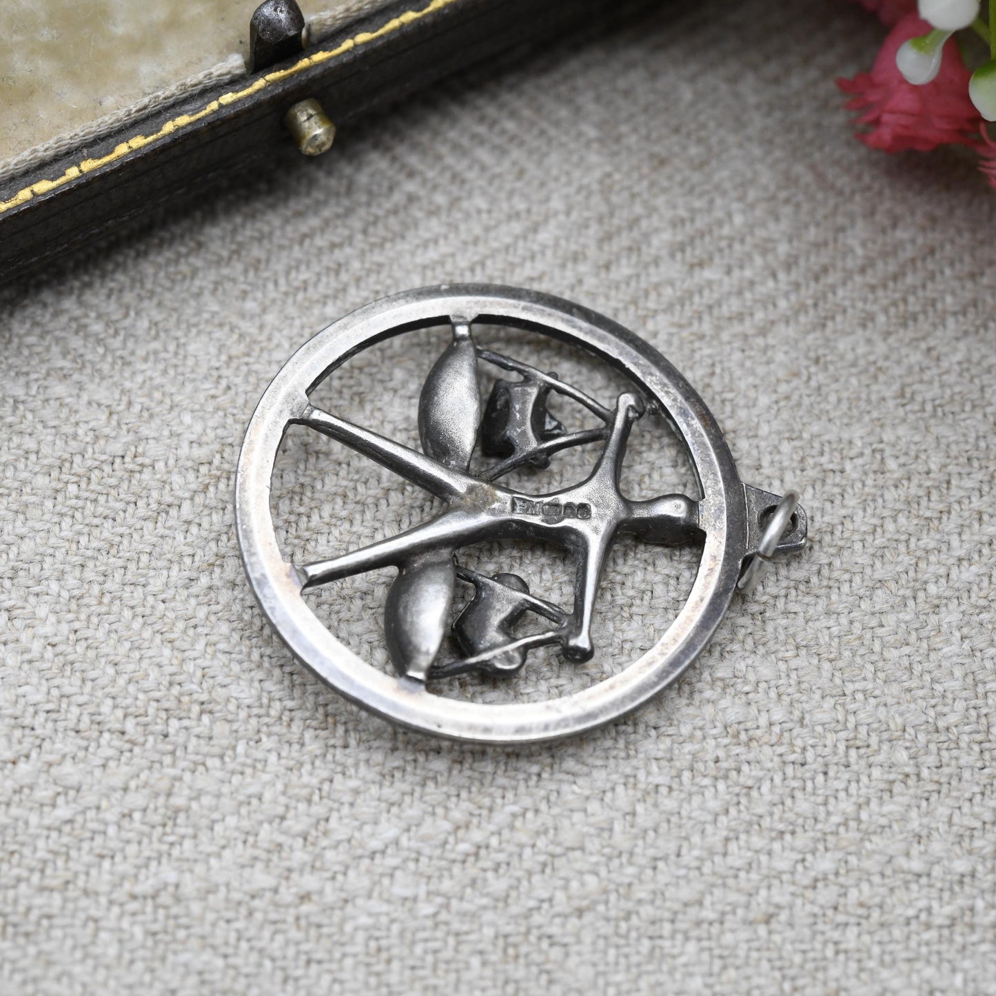 Vintage Sterling Silver Libra Scales Pendant by Fred Manshaw FM - Man Weighing Heart and Crown | Love or Loyalty