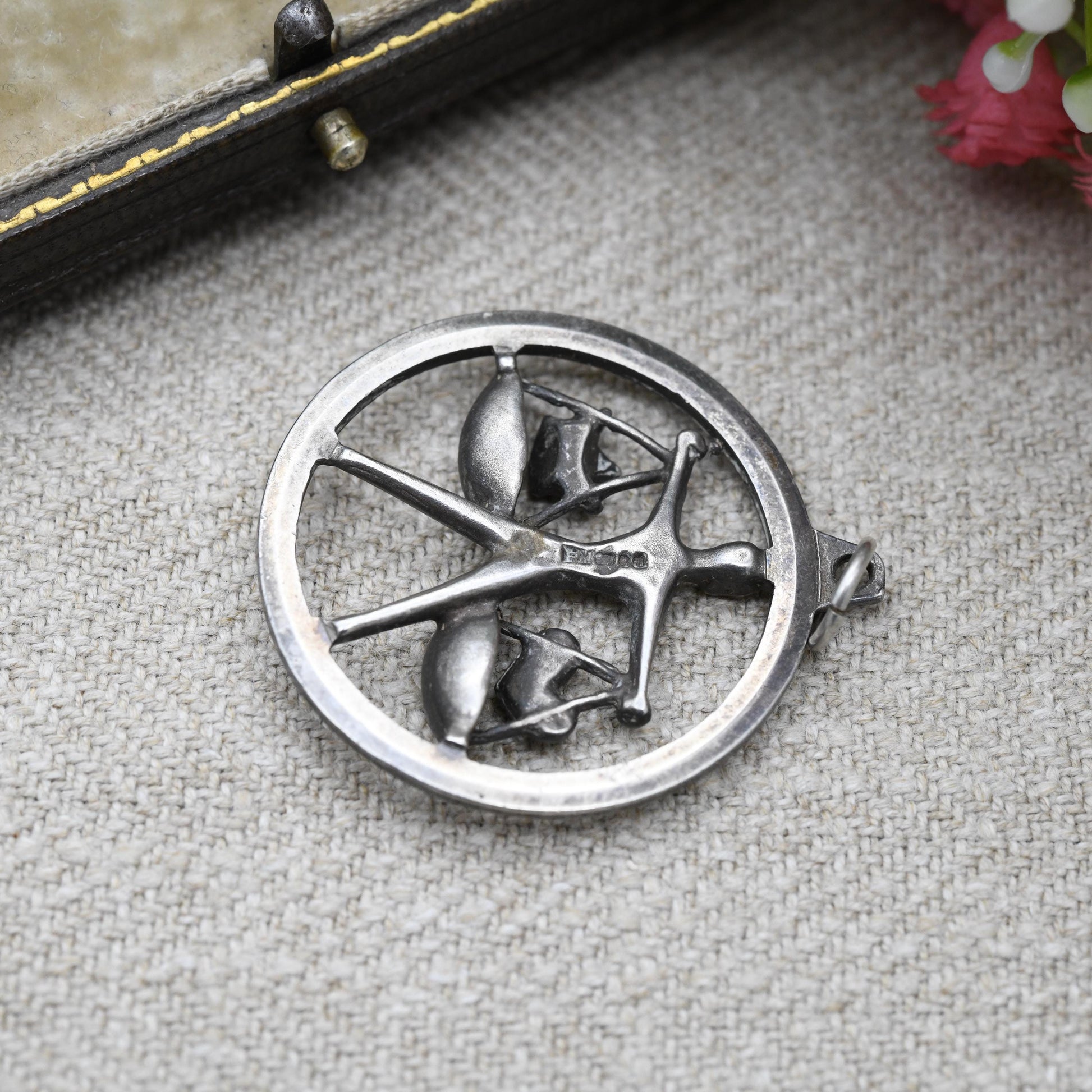 Vintage Sterling Silver Libra Scales Pendant by Fred Manshaw FM - Man Weighing Heart and Crown | Love or Loyalty