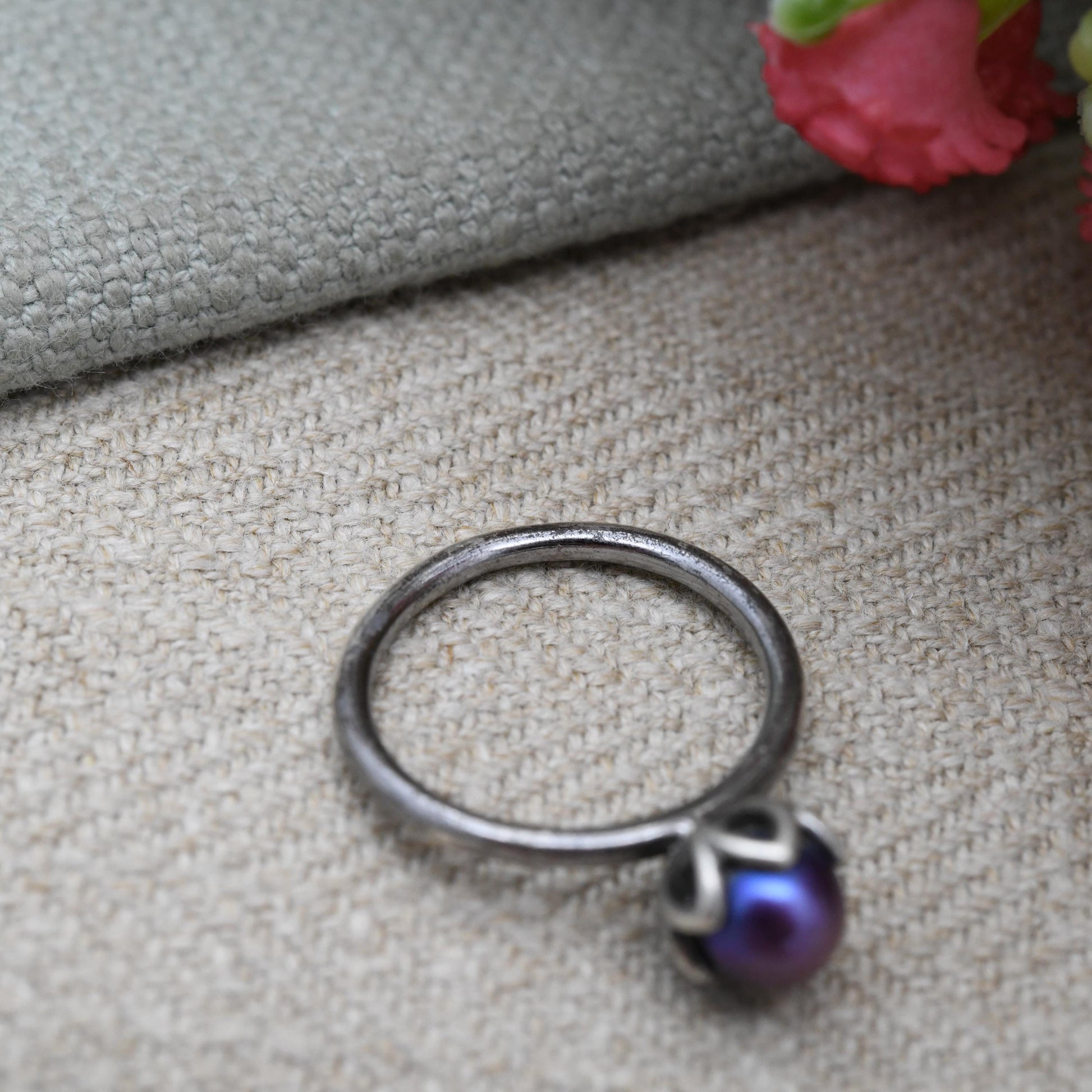 Pandora Sterling Silver Peacock Pearl Ring - Freshwater Pearl | Minimal Everyday Stacking Solitaire | UK Size - K 1/2 | US Size - 5 3/4