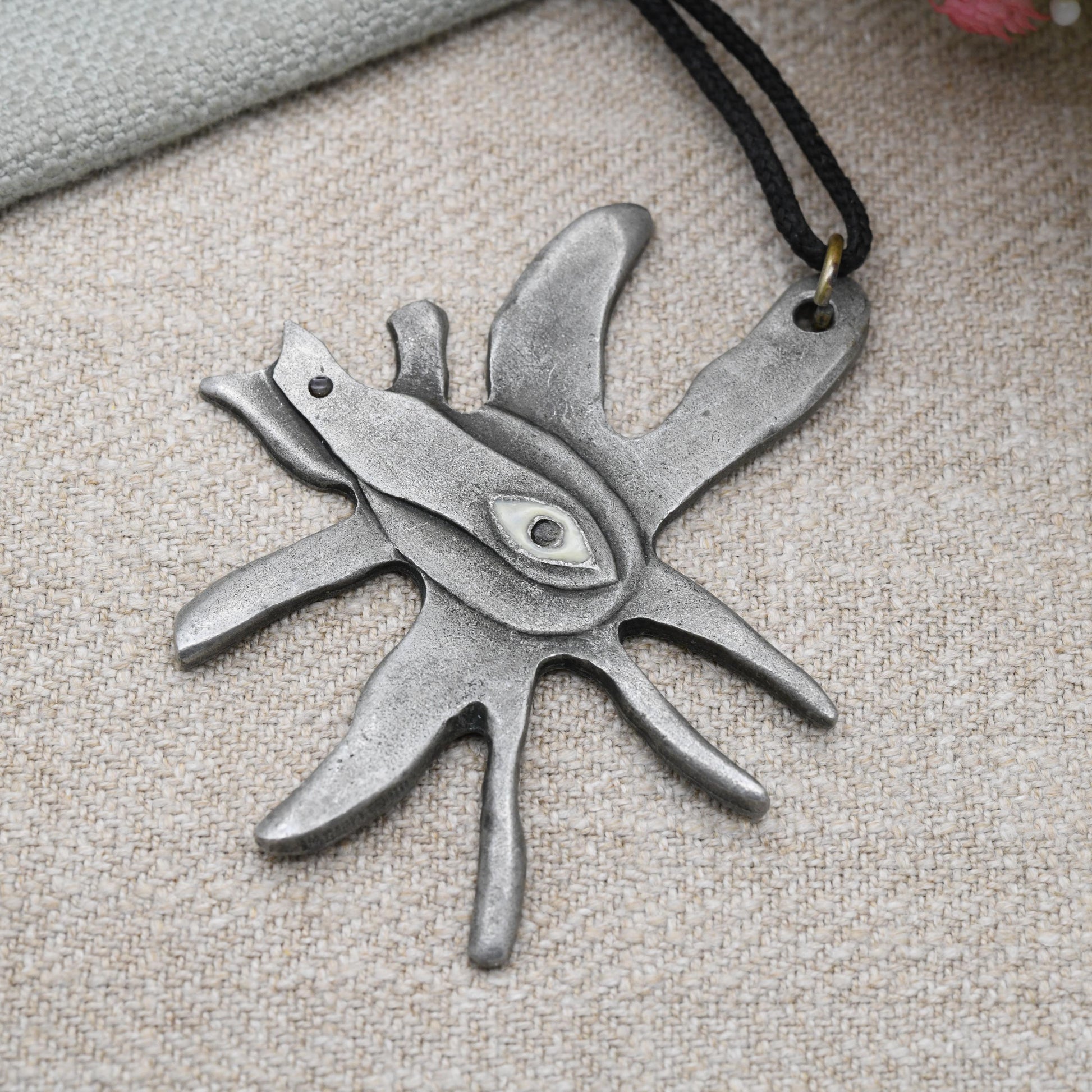 Vintage The Cure Pendant Necklace High Bird Head 1992 Wish Tour on Black Cord
