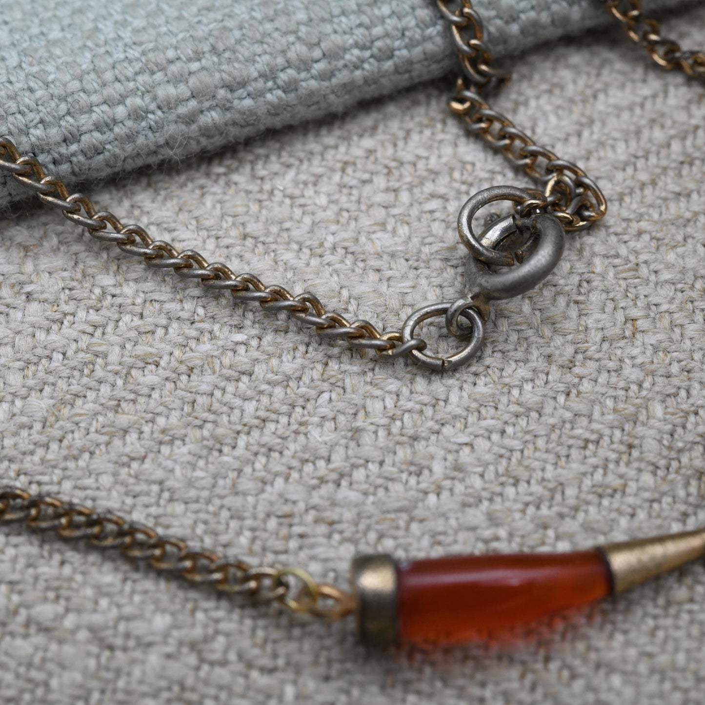 Vintage Carnelian Horn and Ball Necklace c. 1930s