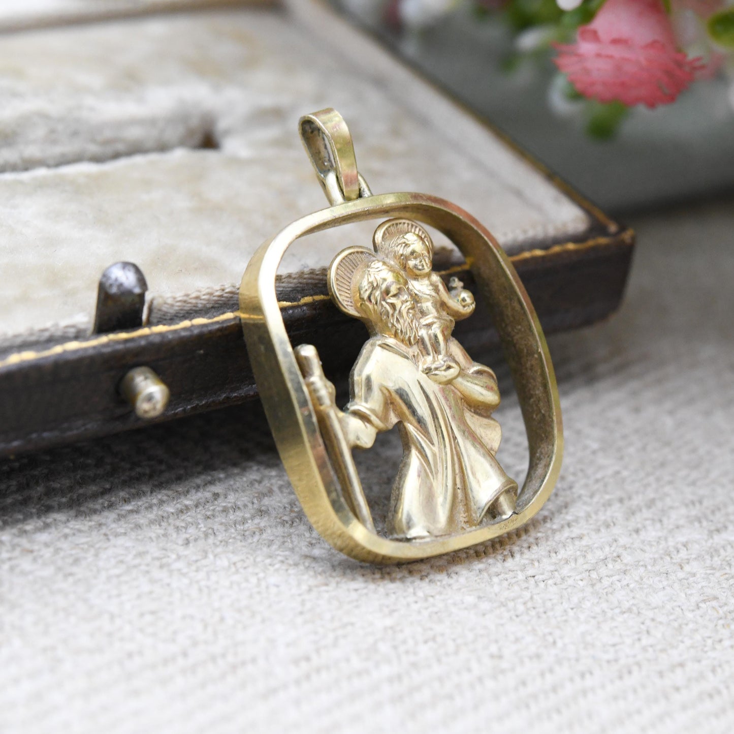 Vintage Kollmar & Jourdan Gold Plated St Christopher Pendant Openwork c. 1960s - Mid-Century German Designers KJ