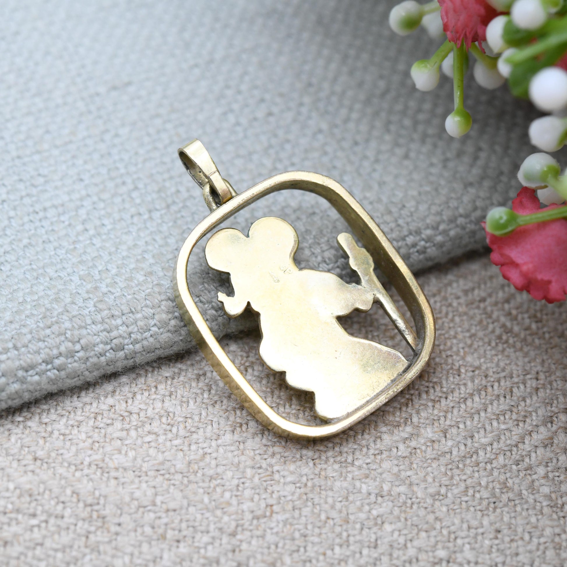 Vintage Kollmar & Jourdan Gold Plated St Christopher Pendant Openwork c. 1960s - Mid-Century German Designers KJ